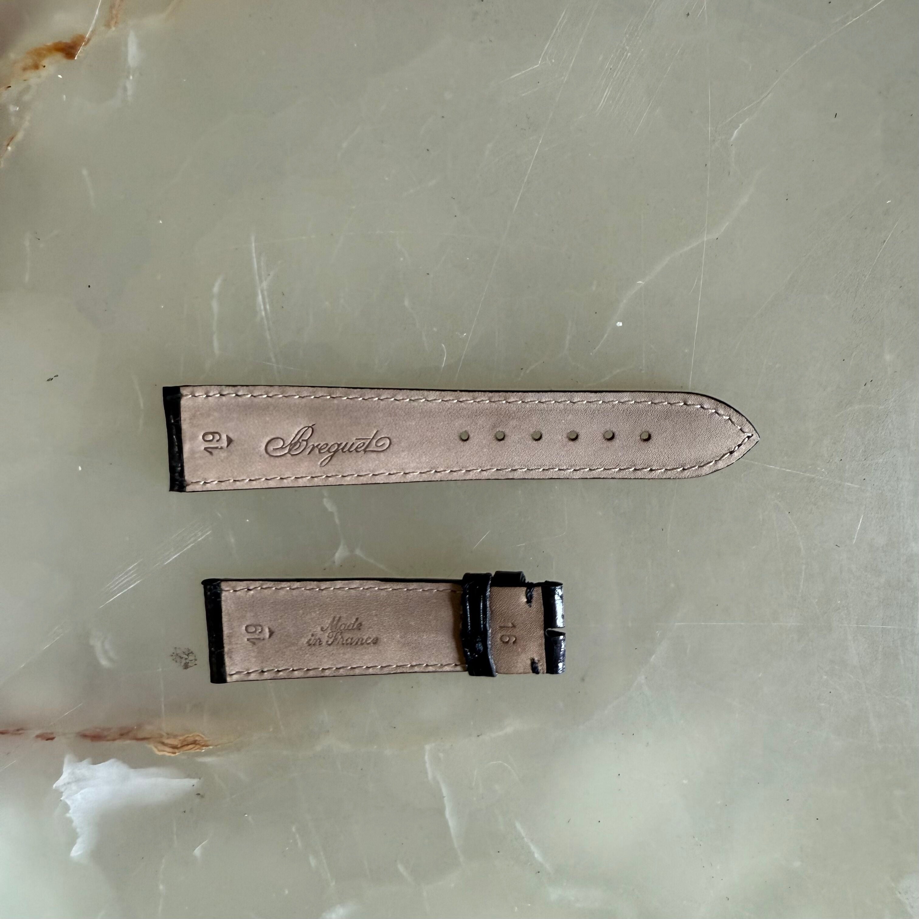 Authentic Breguet Black Crocodile Watch Strap Band 19mm