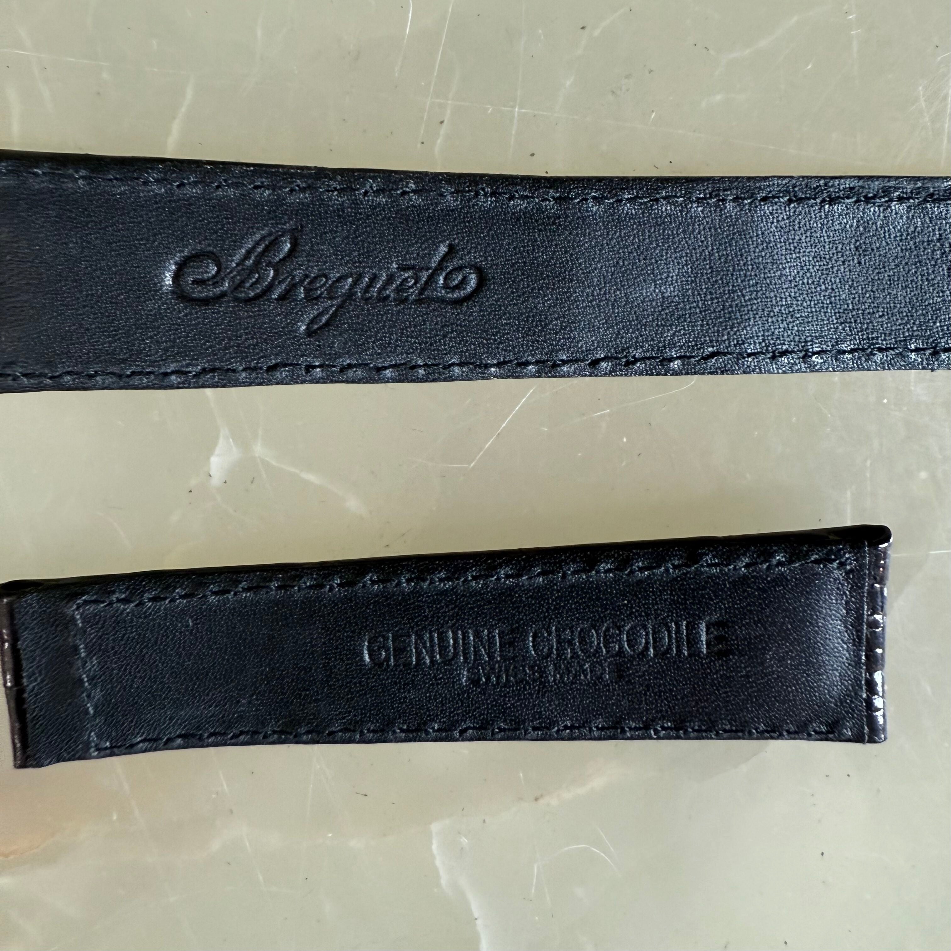 Authentic Breguet Black Crocodile Watch Strap Band 19mm Padded & Stitched