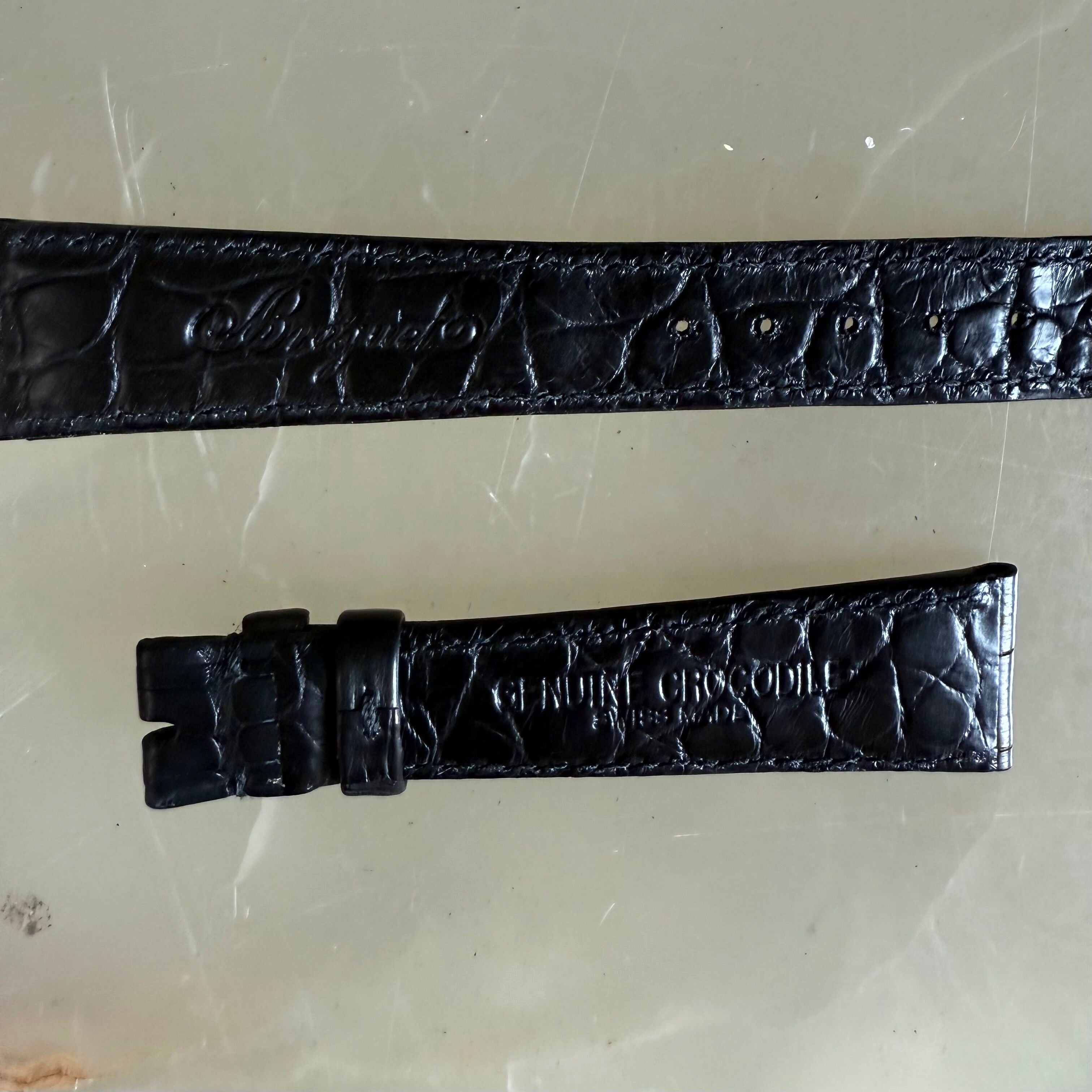 Authentic Breguet Black Crocodile Watch Strap Band 19mm Padded & Stitched
