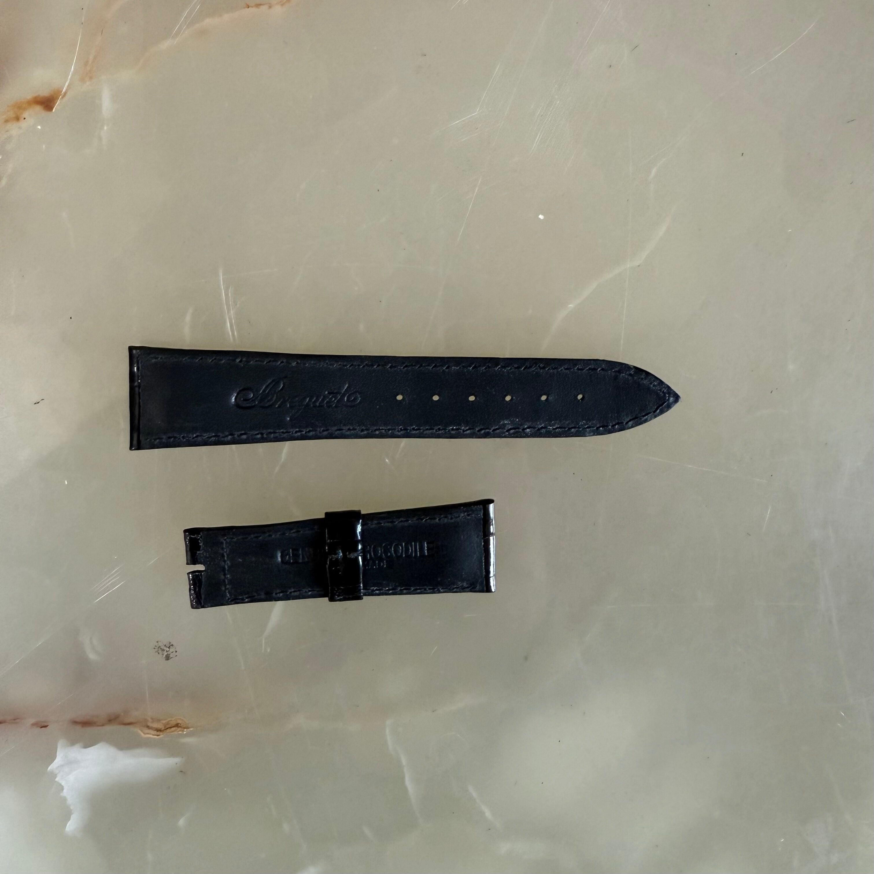 Authentic Breguet Black Crocodile Watch Strap Band 19mm Padded & Stitched