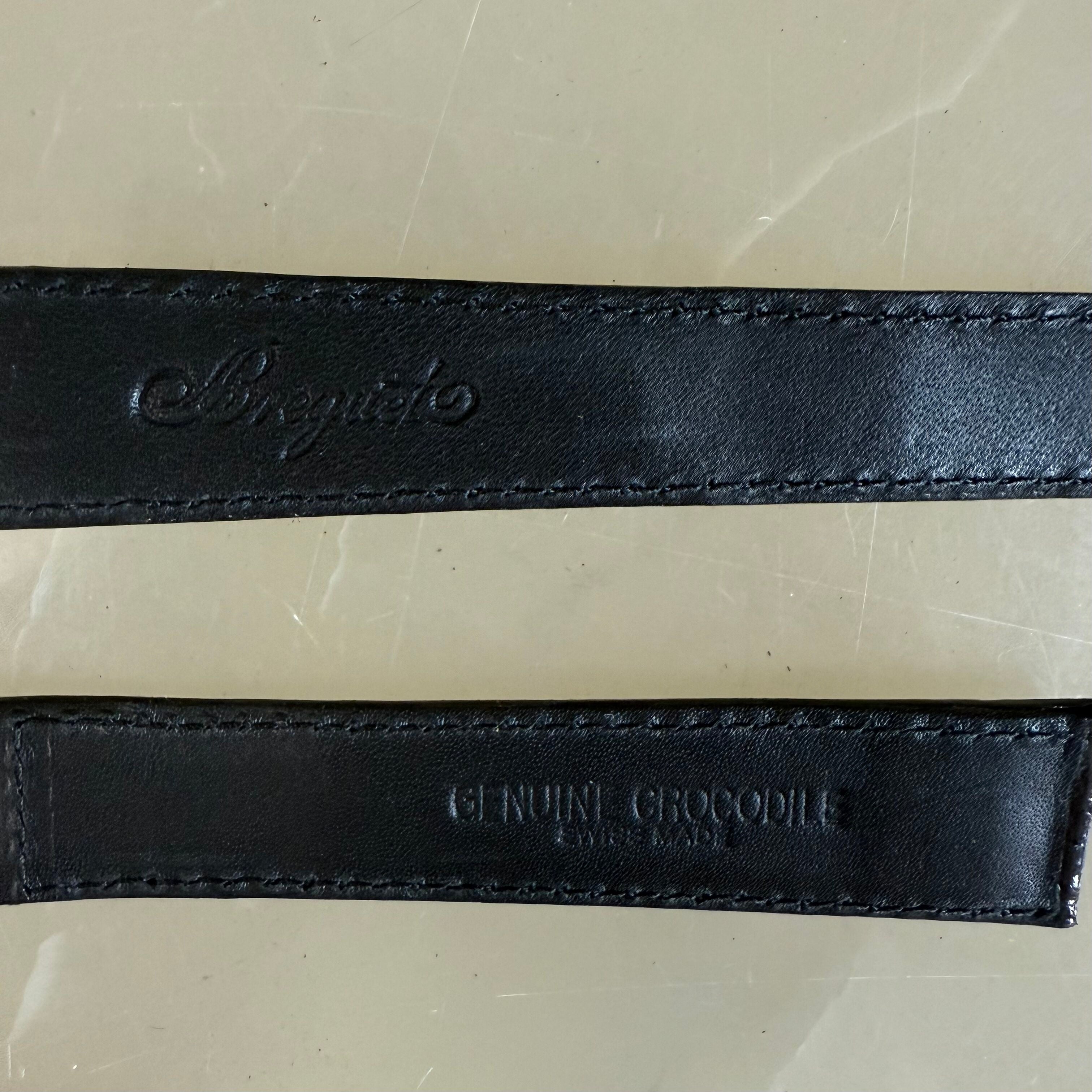 Authentic Breguet Black Crocodile Watch Strap Band 19mm Padded & Stitched