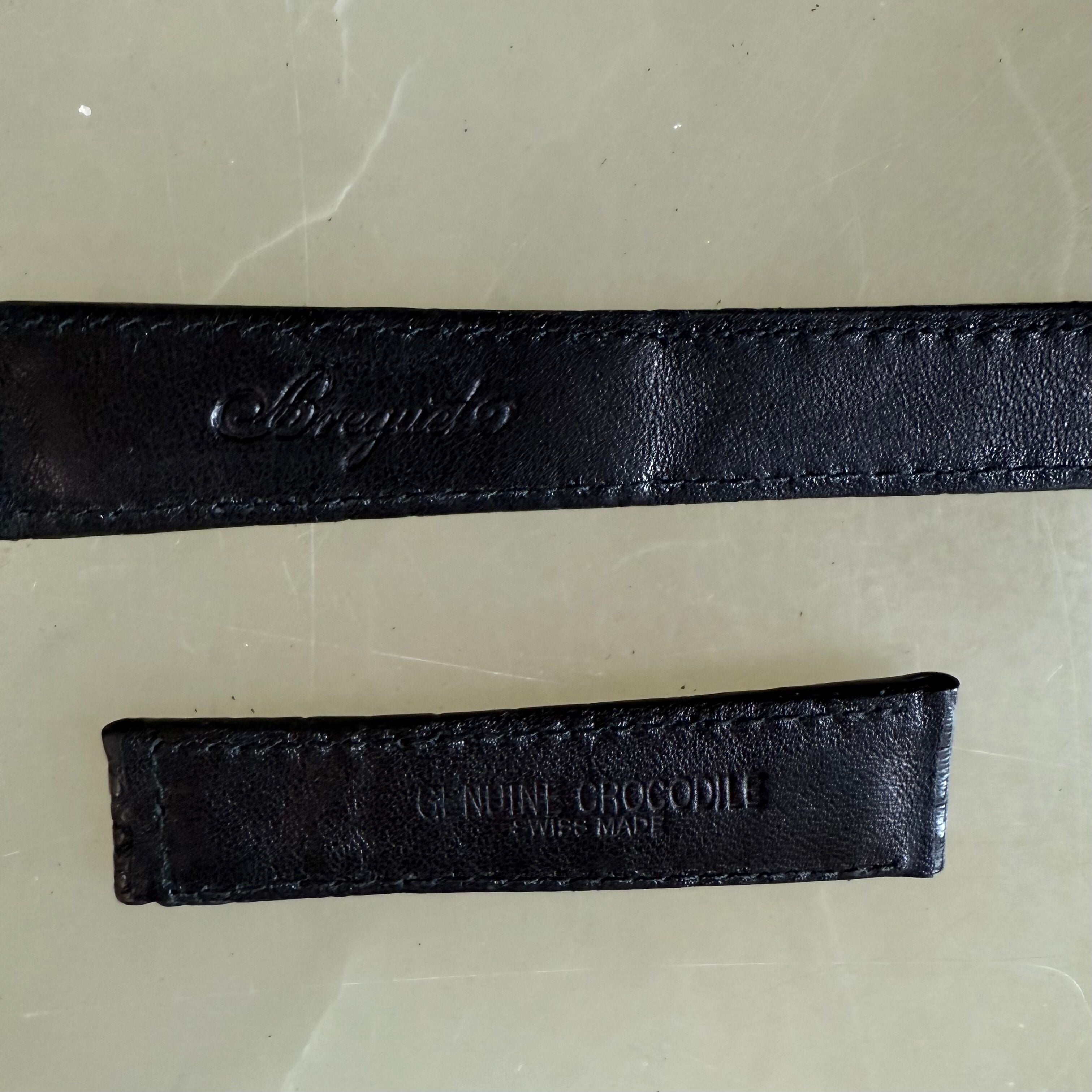 Authentic Breguet Black Crocodile Watch Strap Band 19mm Padded & Stitched