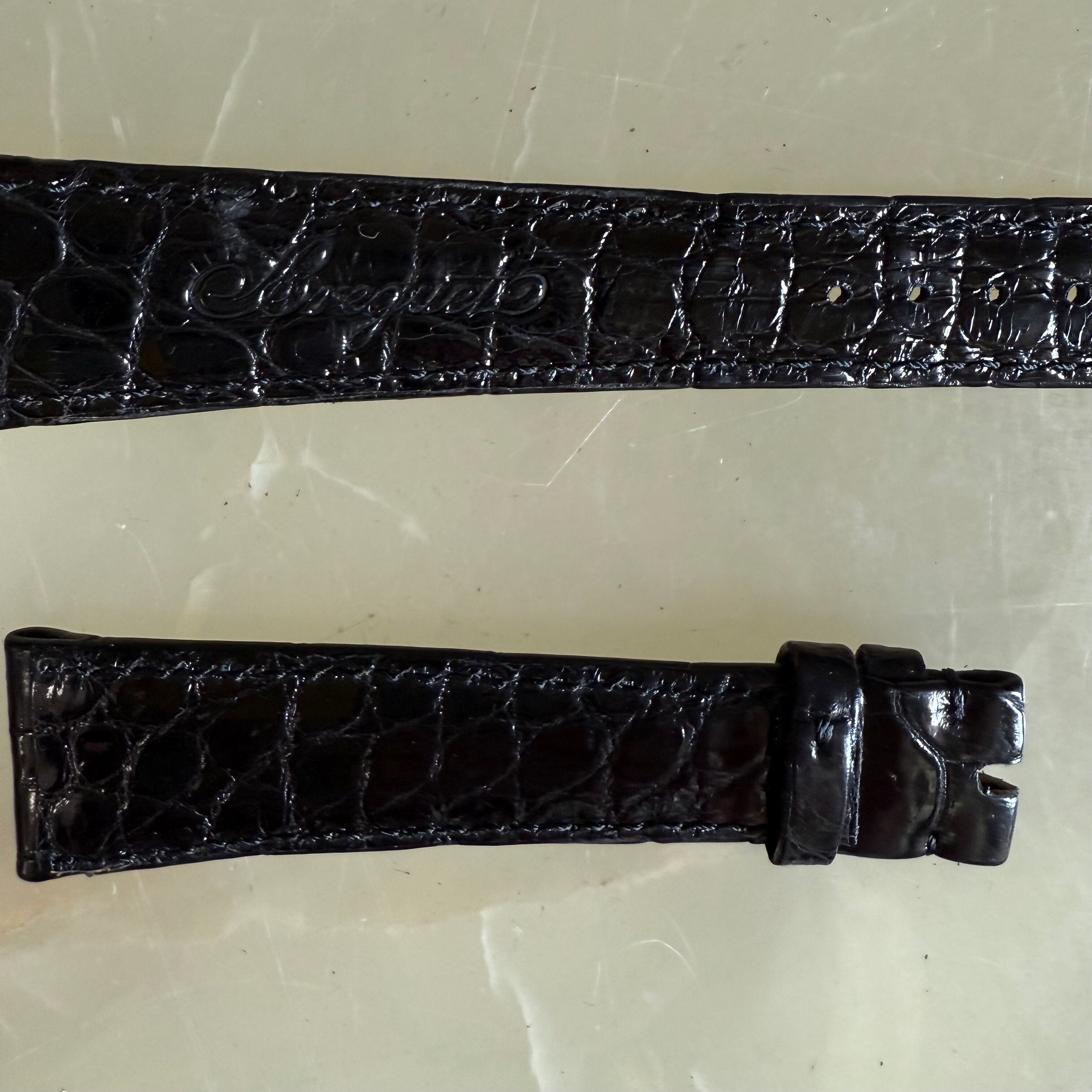 Authentic Breguet Black Crocodile Watch Strap Band 19mm Padded & Stitched