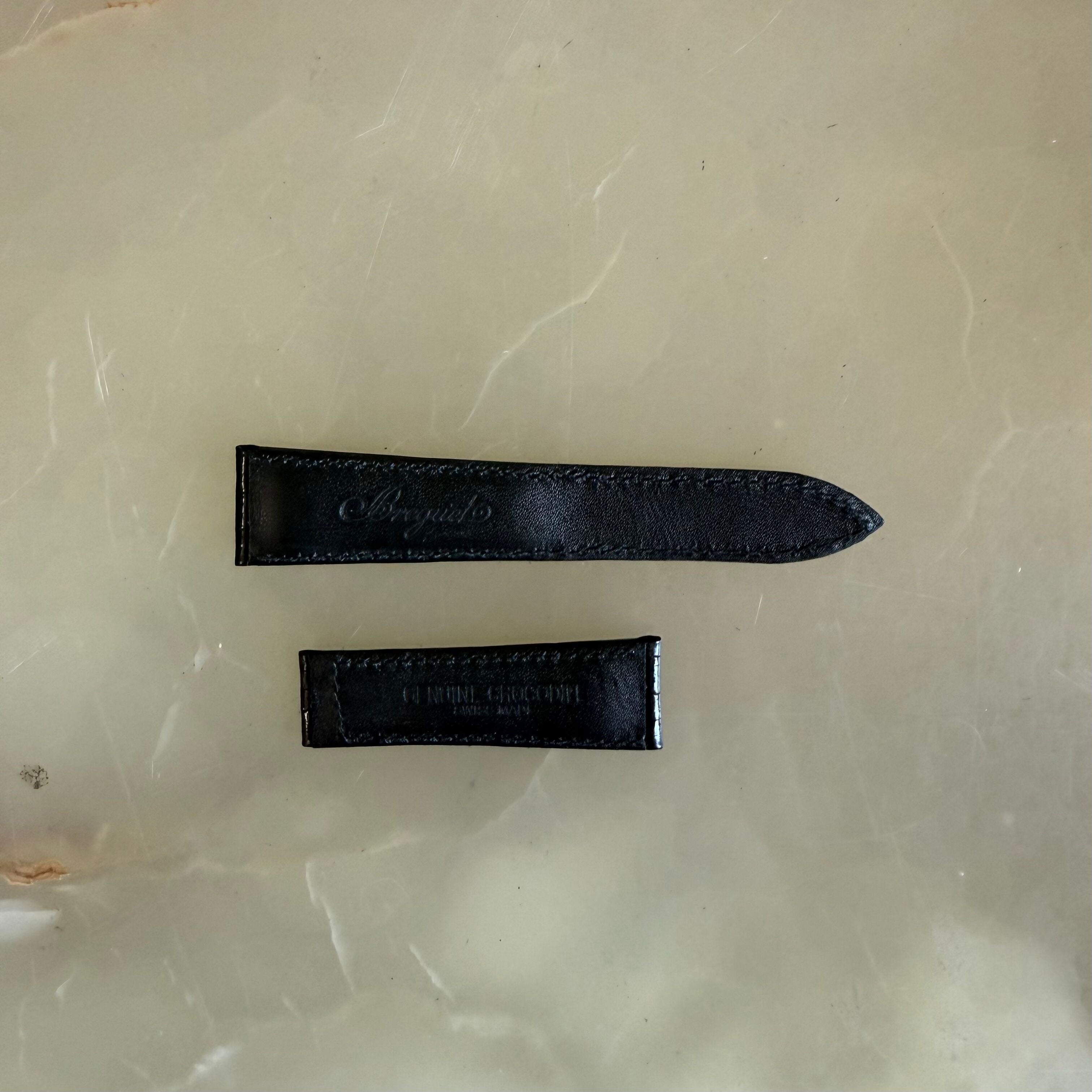 Authentic Breguet Black Crocodile Watch Strap Band 19mm Padded & Stitched