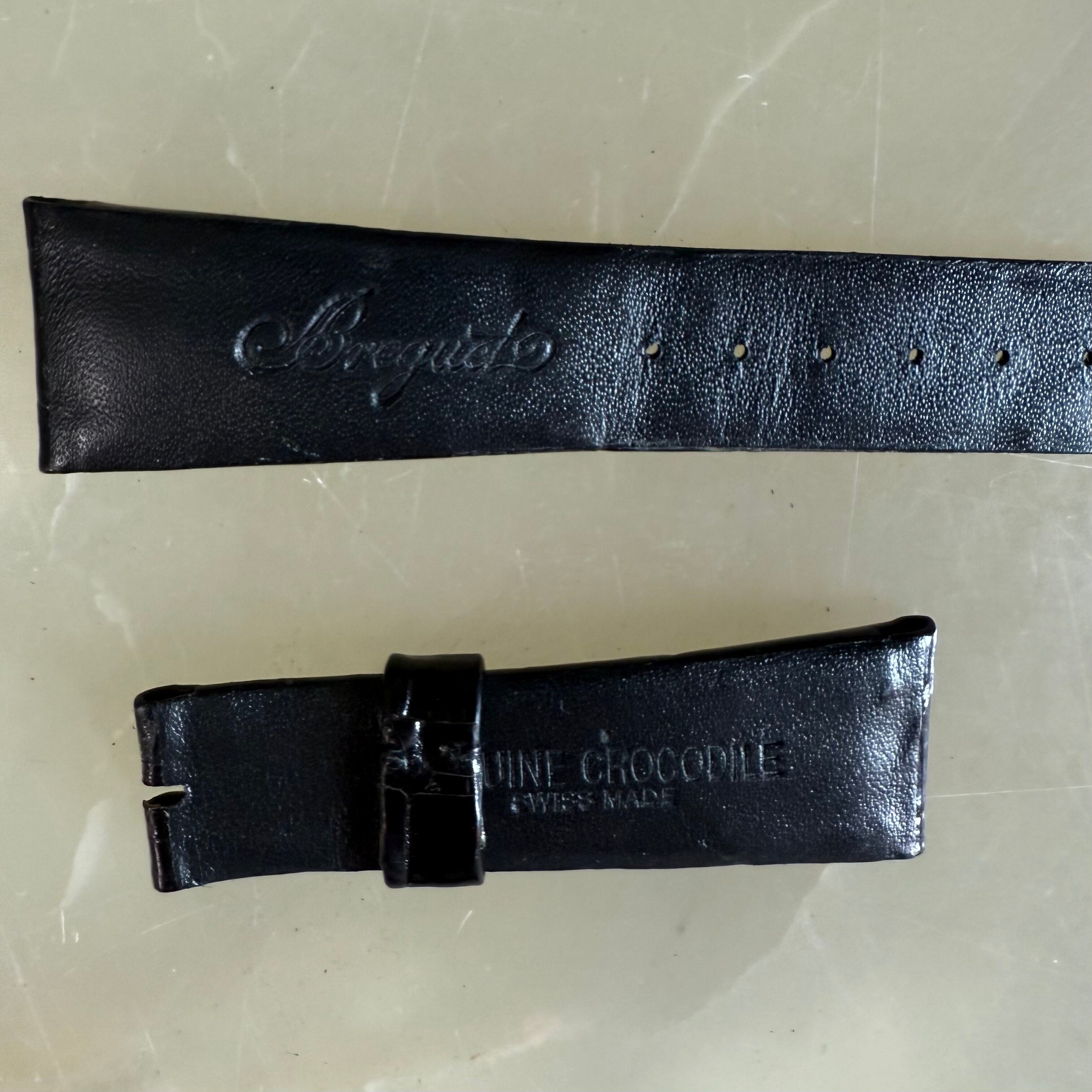 Authentic Breguet Black Crocodile Watch Strap Band 21.5mm Padded & Stitched