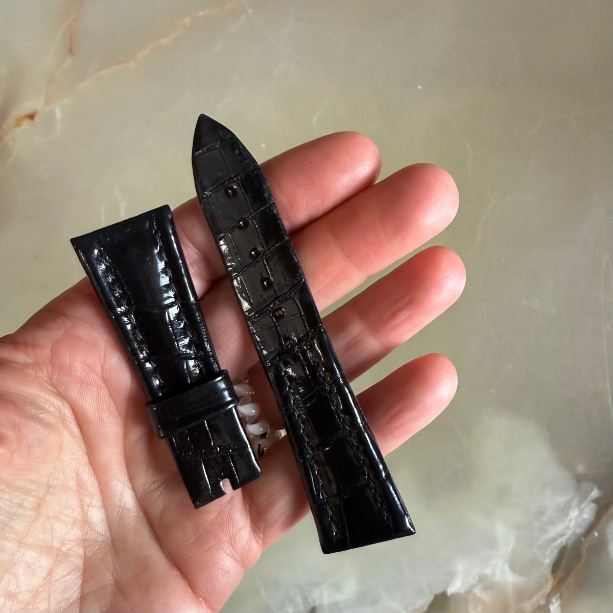 Authentic Breguet Black Crocodile Watch Strap Band 21.5mm Padded & Stitched