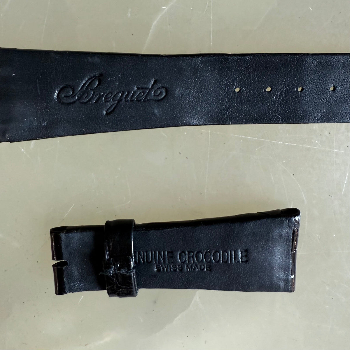 Authentic Breguet Black Crocodile Watch Strap Band 22mm Padded & Stitched