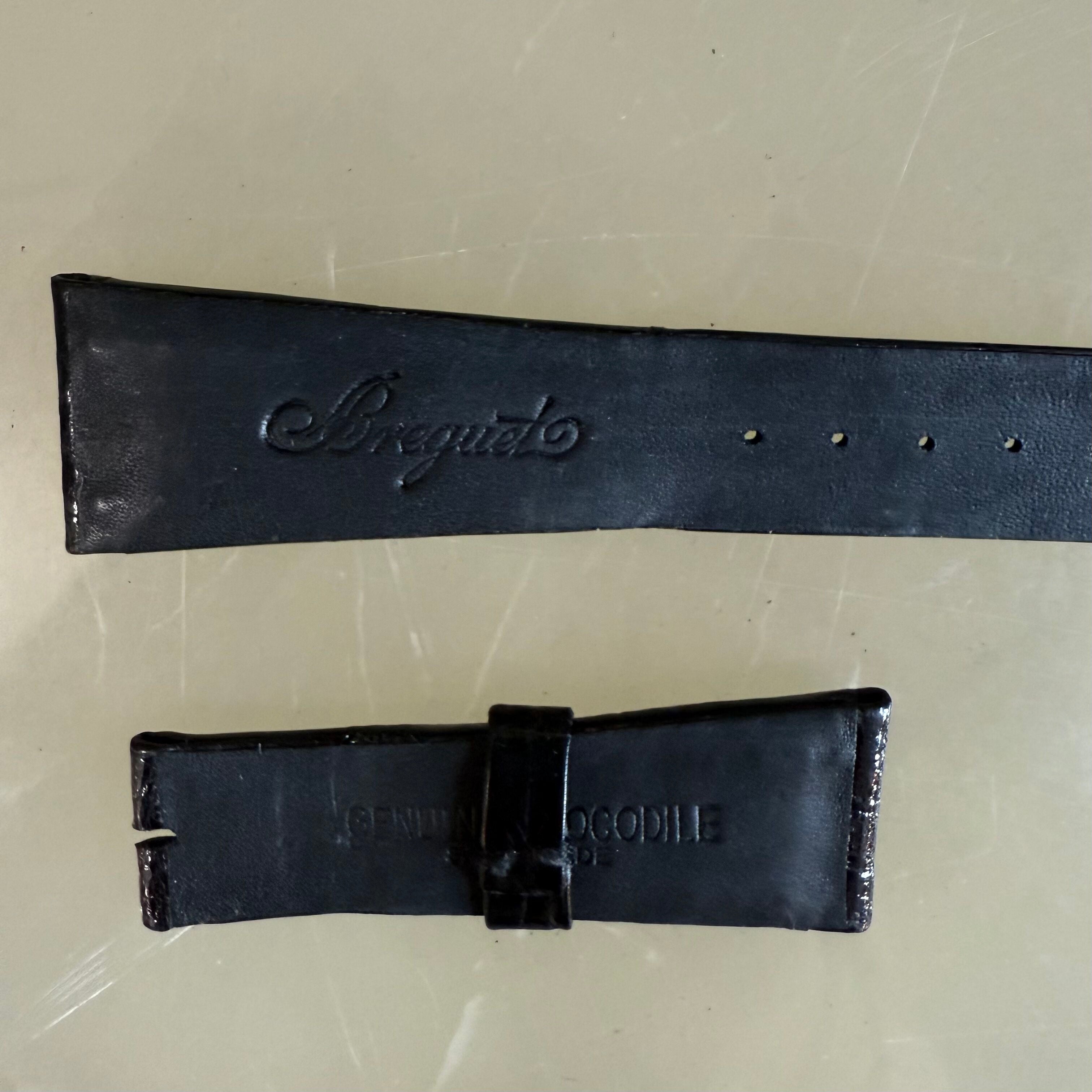 Authentic Breguet Black Crocodile Watch Strap Band 22mm Padded & Stitched
