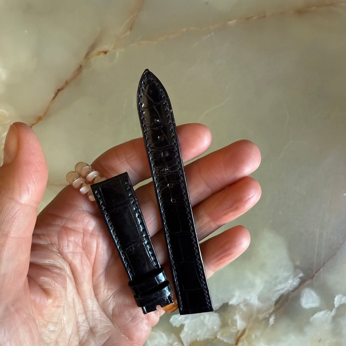 Authentic Breguet Black Crocodile Watch Strap Band Stitched 16mm