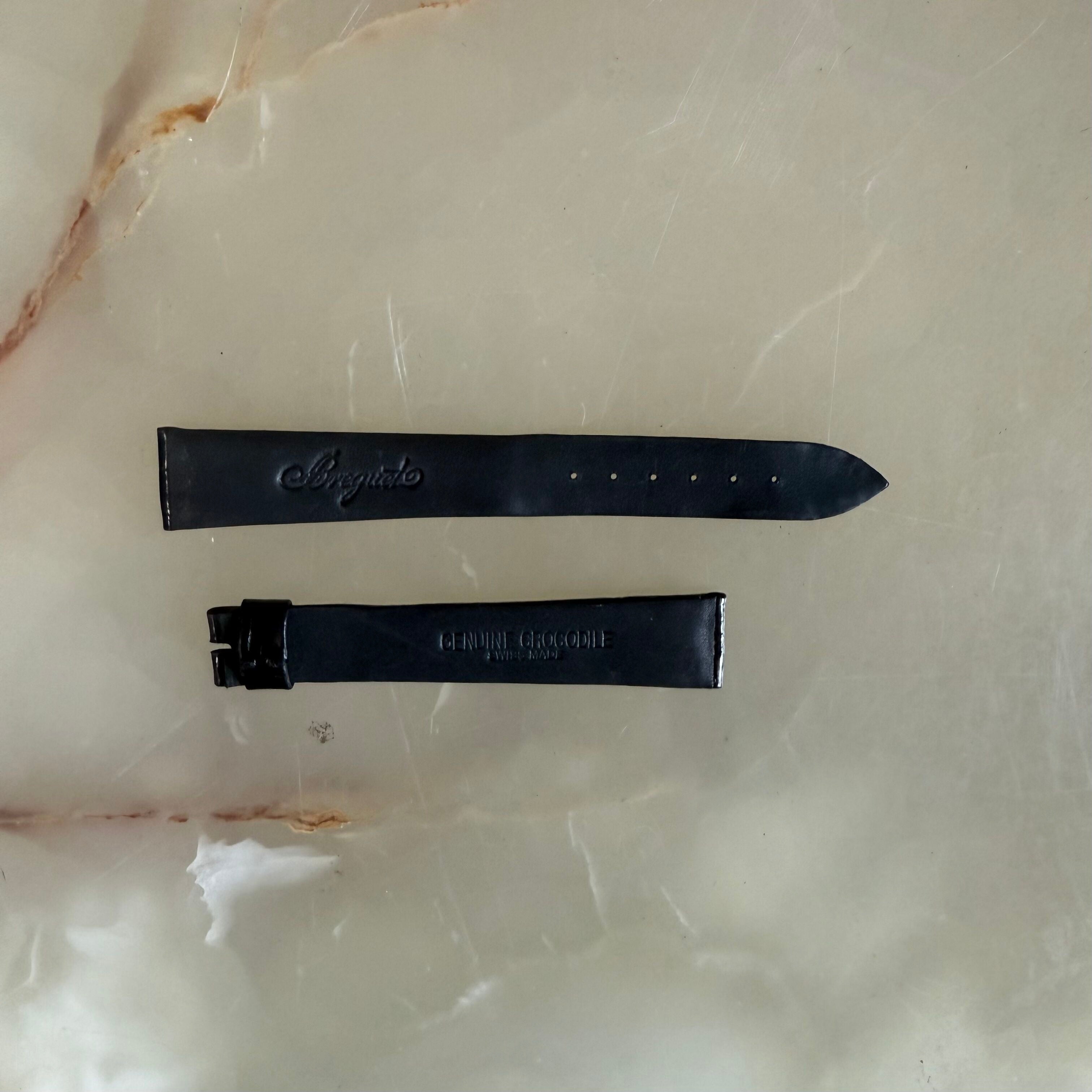 Authentic Breguet Black Genuine Crocodile Watch Strap Band 17.5mm