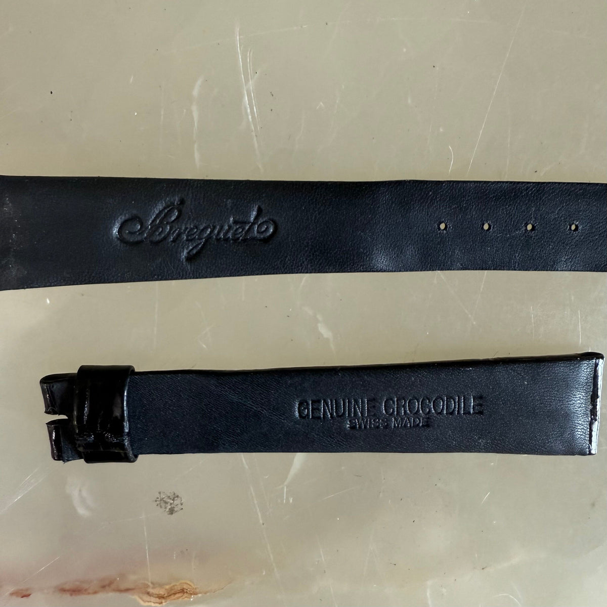 Authentic Breguet Black Genuine Crocodile Watch Strap Band 17.5mm