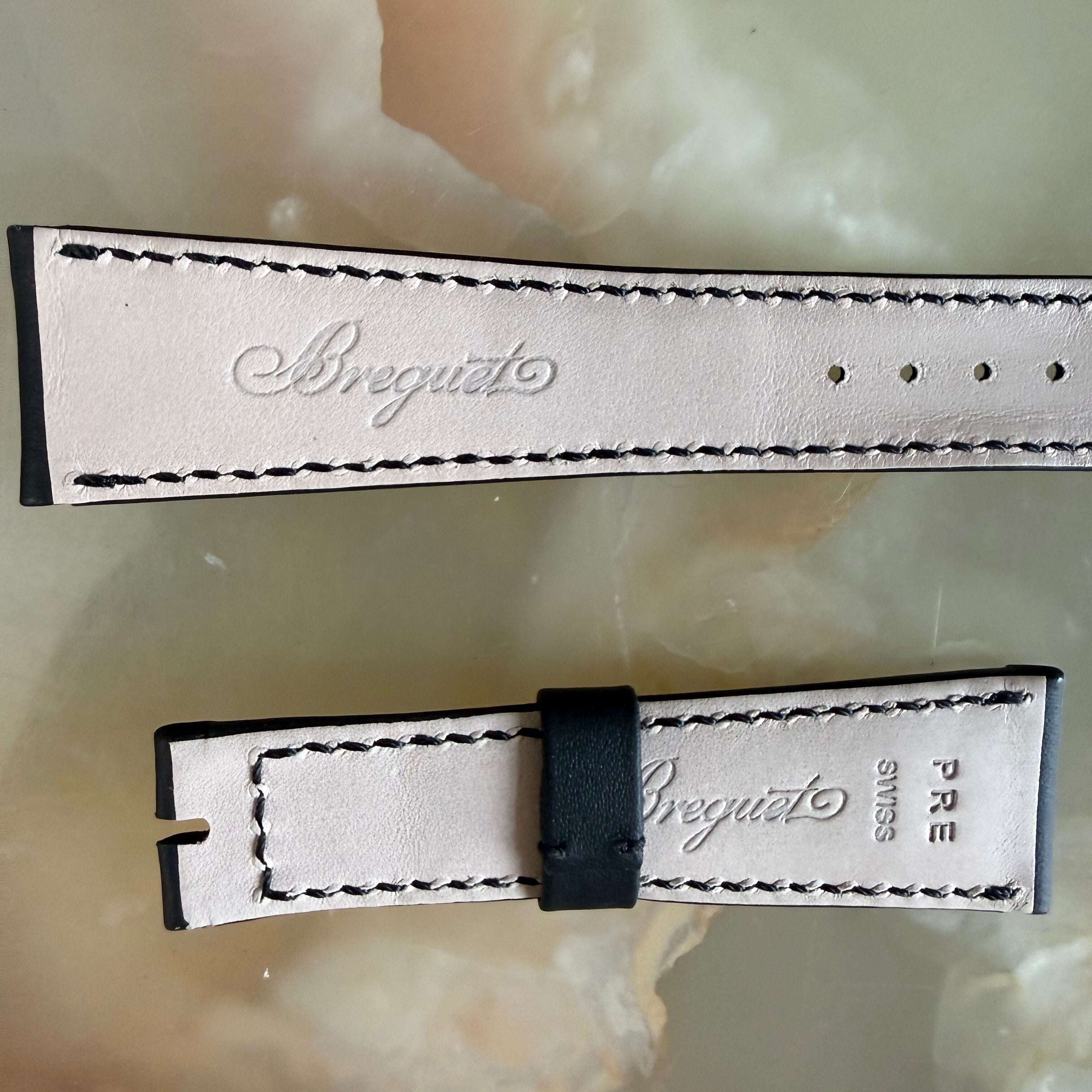 Authentic Breguet Black Leather Matte Watch Band Strap 21.5mm