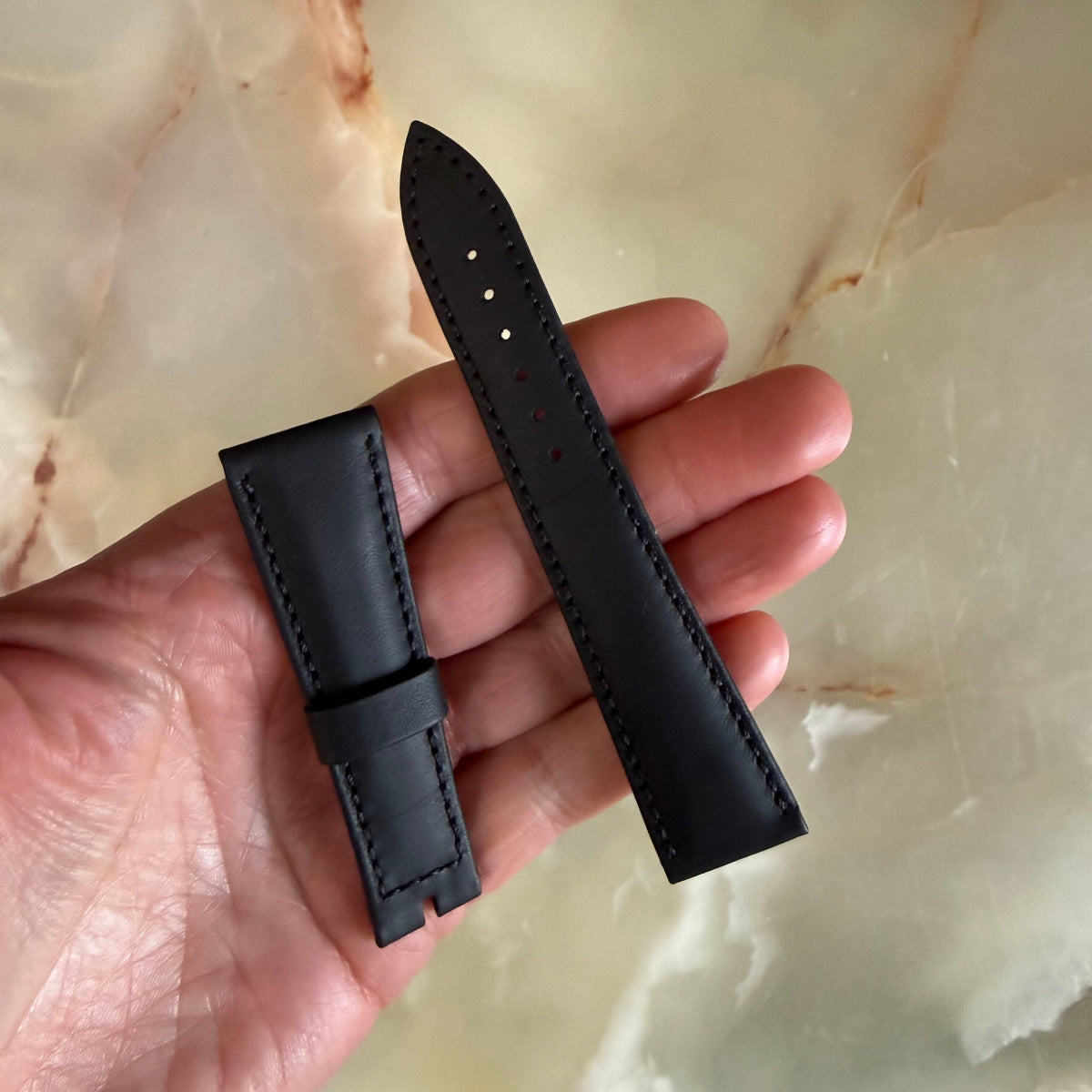 Authentic Breguet Black Leather Matte Watch Band Strap 21.5mm