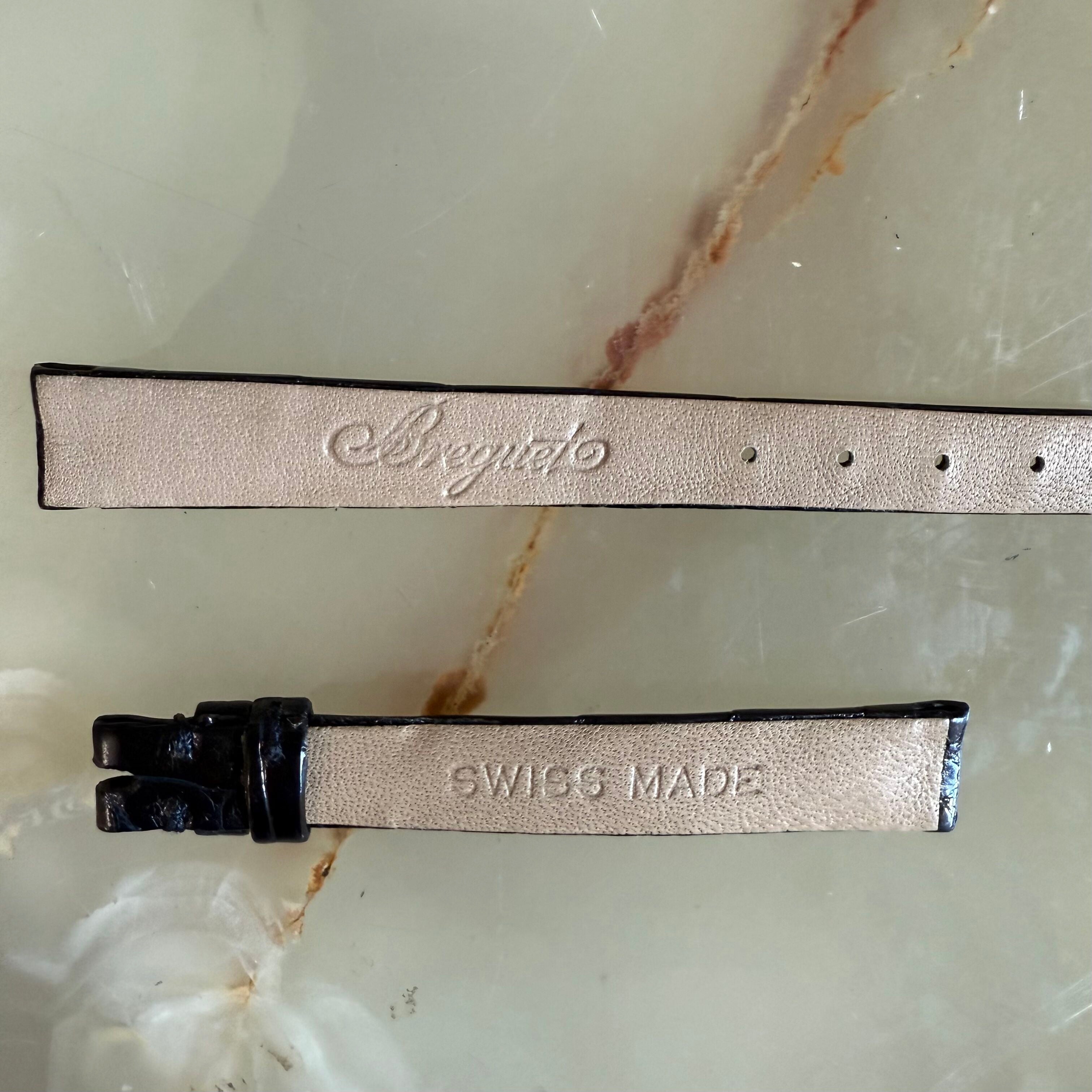 Authentic Breguet Black Shiny Crocodile Watch Strap Band 10.5mm