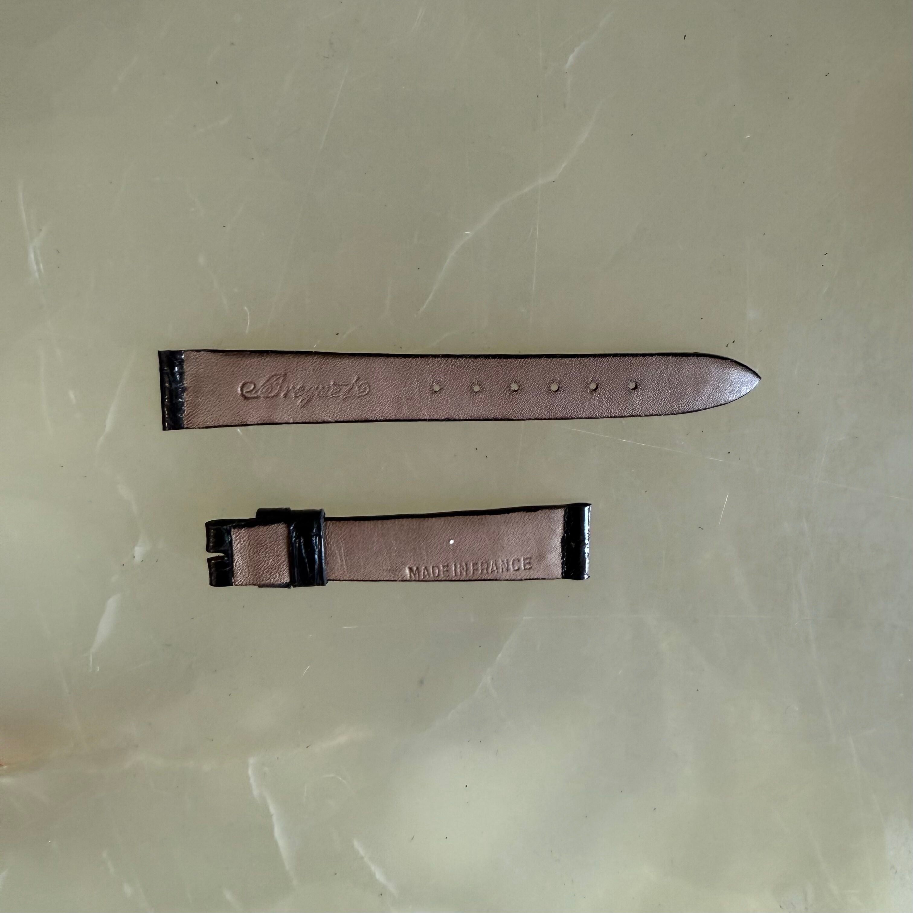 Authentic Breguet Black Shiny Crocodile Watch Strap Band 12mm