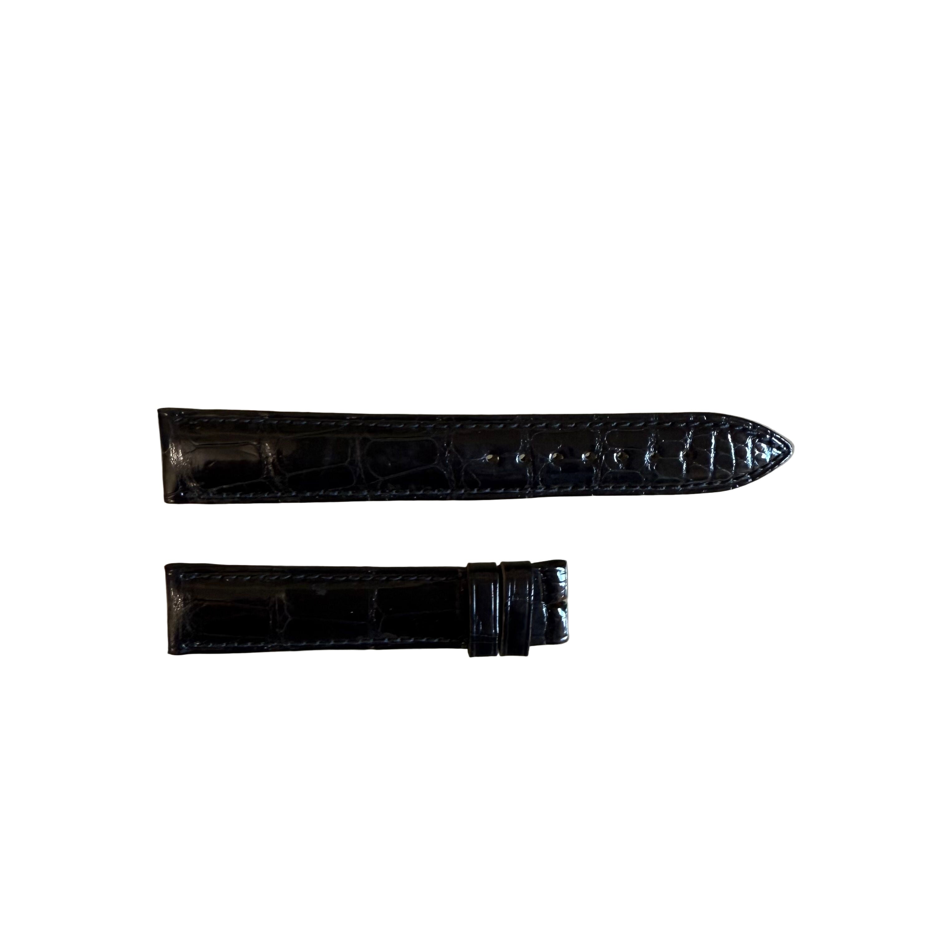 Authentic Breguet Black Shiny Crocodile Watch Strap Band 17.5mm Padded &