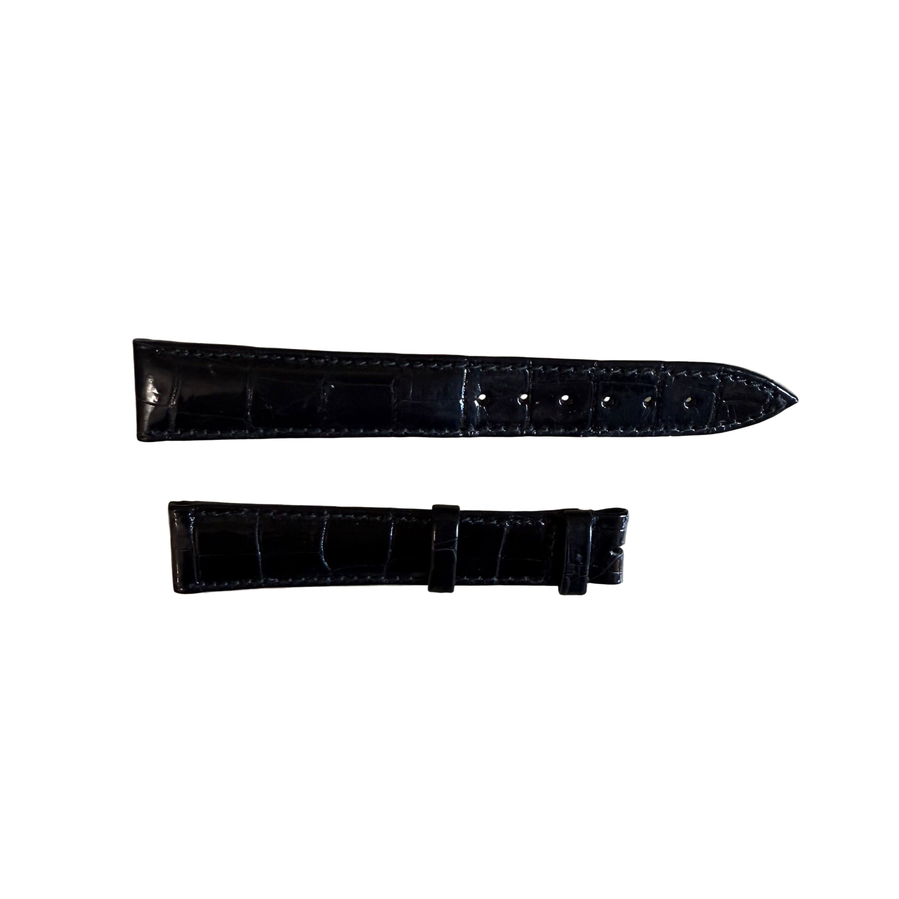 Authentic Breguet Black Shiny Crocodile Watch Strap Band 18.5mm Padded &
