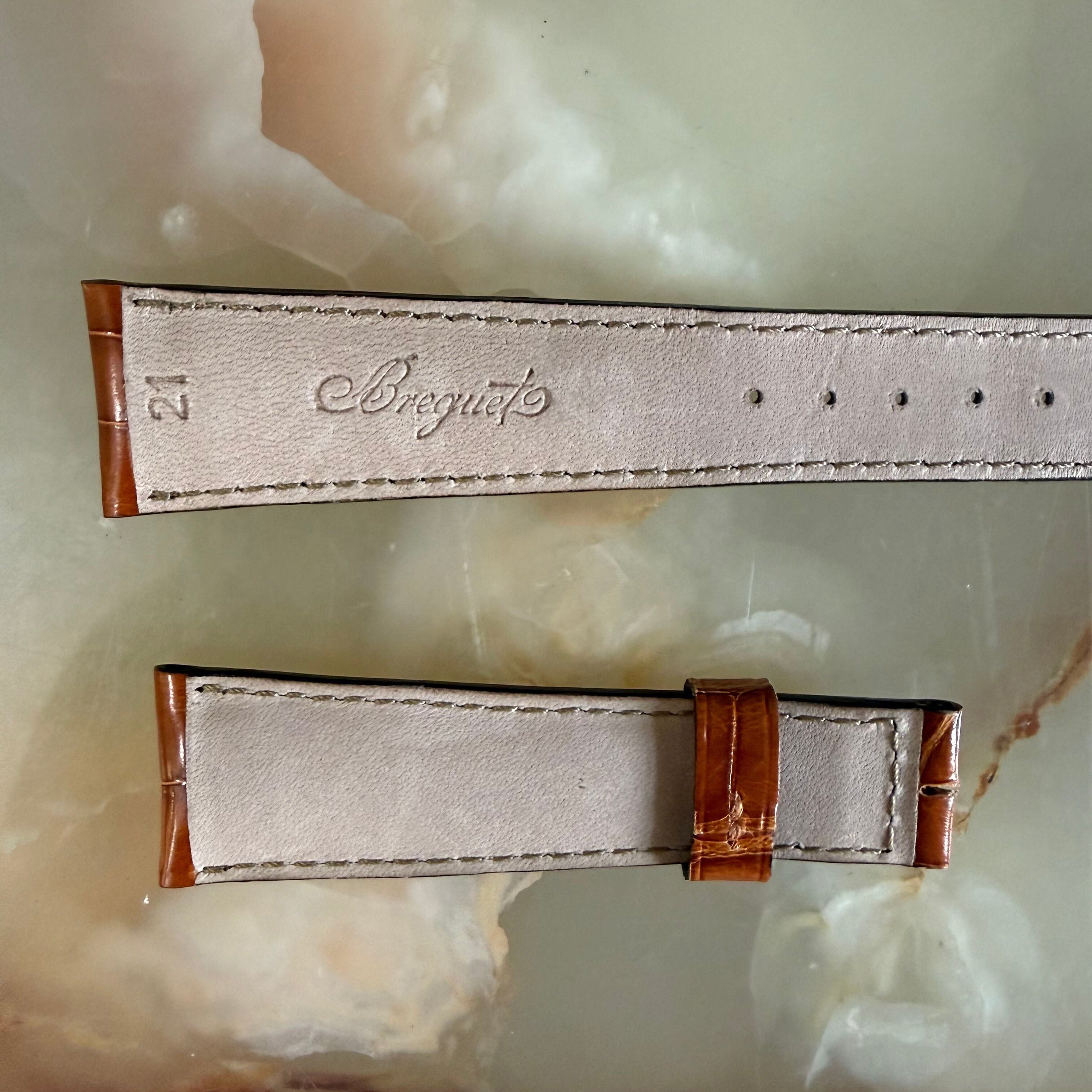Authentic Breguet Brown Alligator Shiny Padded Watch Band Strap 21mm