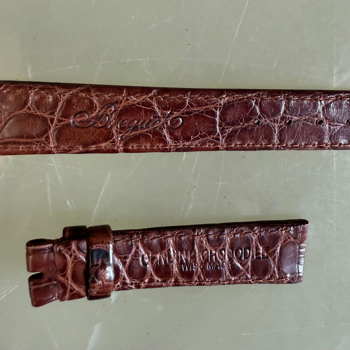 Authentic Breguet Brown Crocodile Watch Strap Band 16mm Stitched
