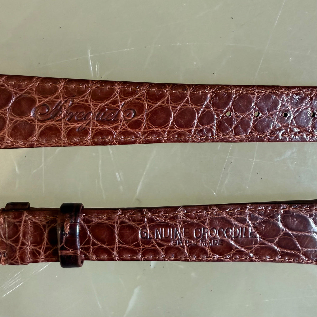 Authentic Breguet Brown Crocodile Watch Strap Band 18mm Padded & Stitched