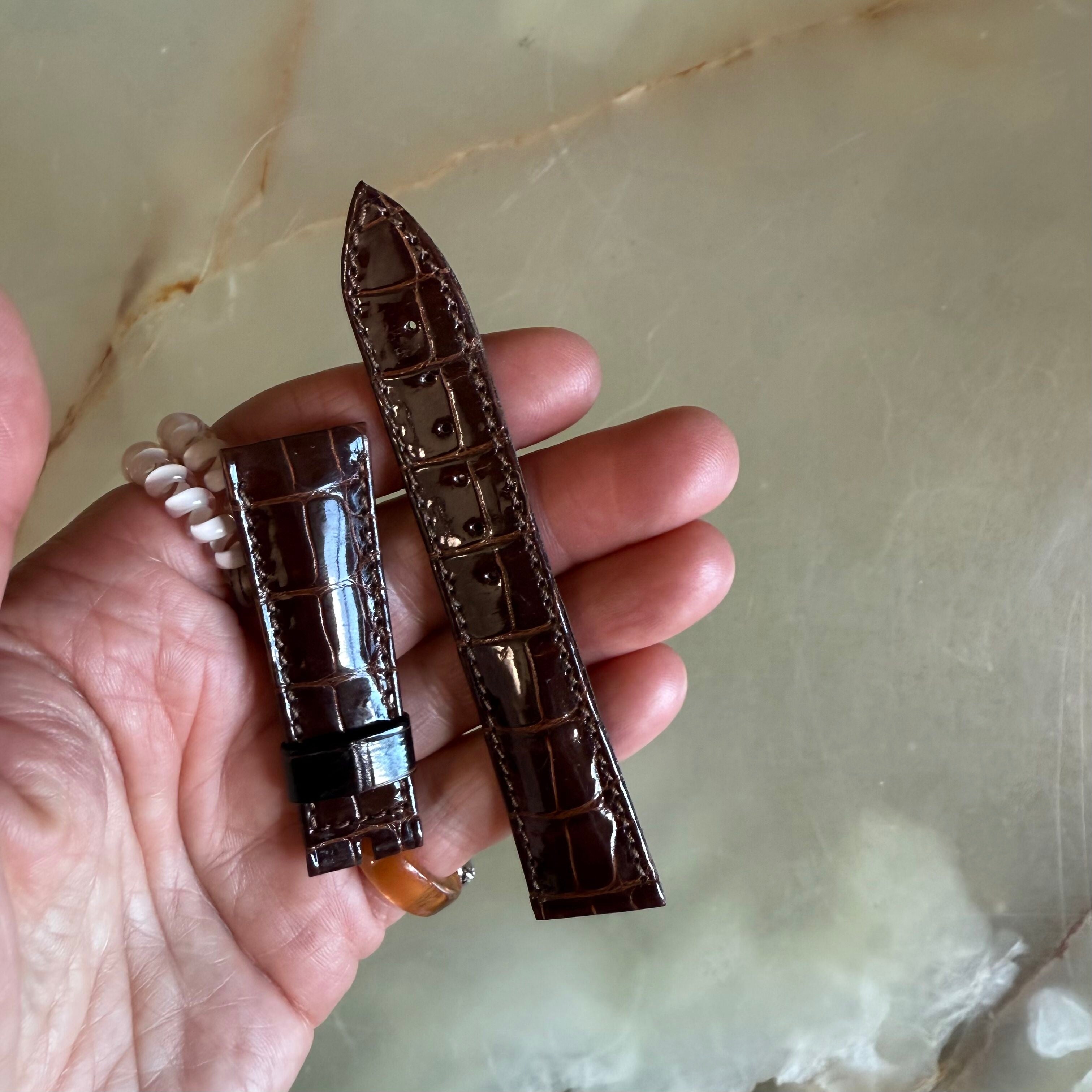 Authentic Breguet Brown Crocodile Watch Strap Band 19mm Padded & Stitched