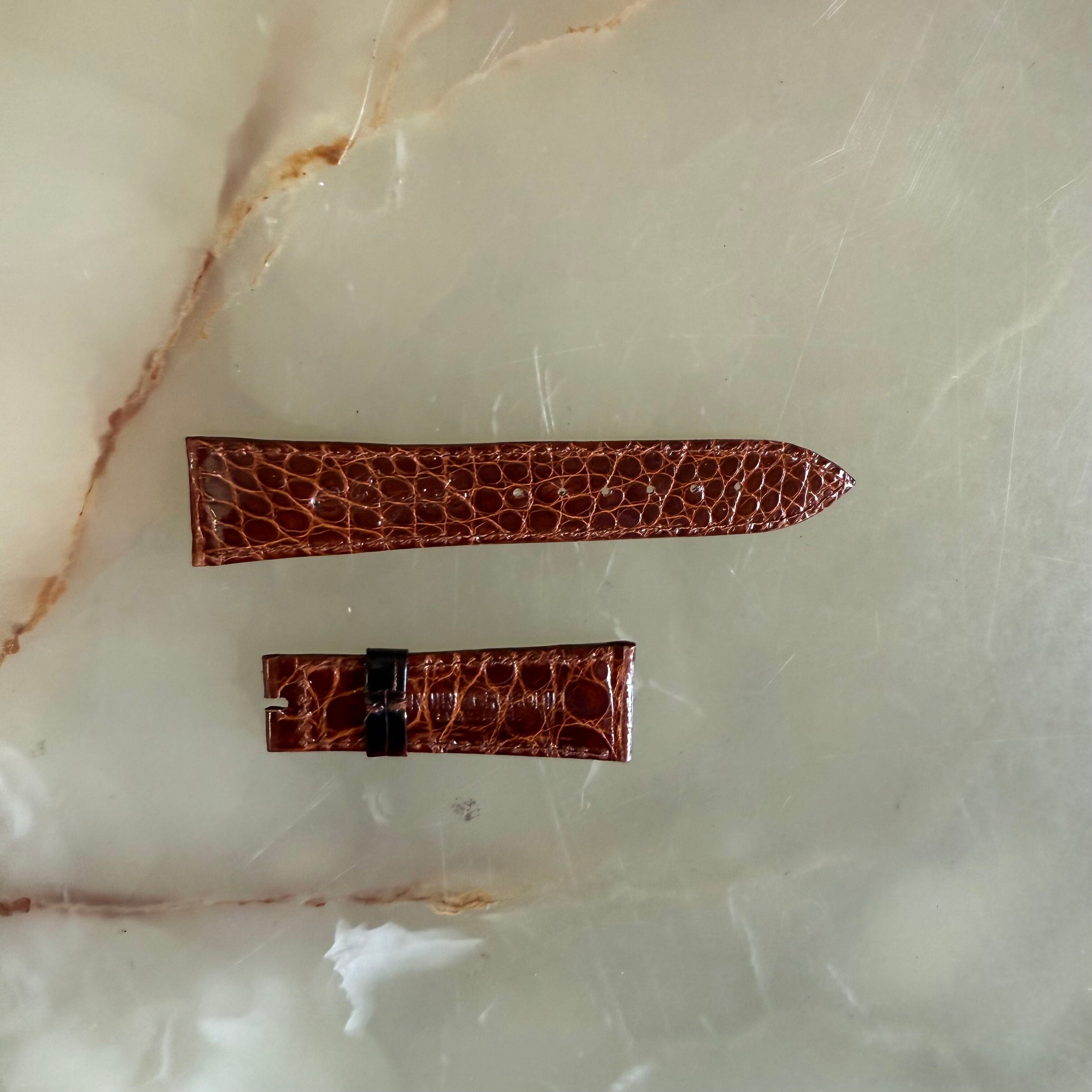 Authentic Breguet Brown Shiny Crocodile Watch Strap Band 20mm Padded & Stitched