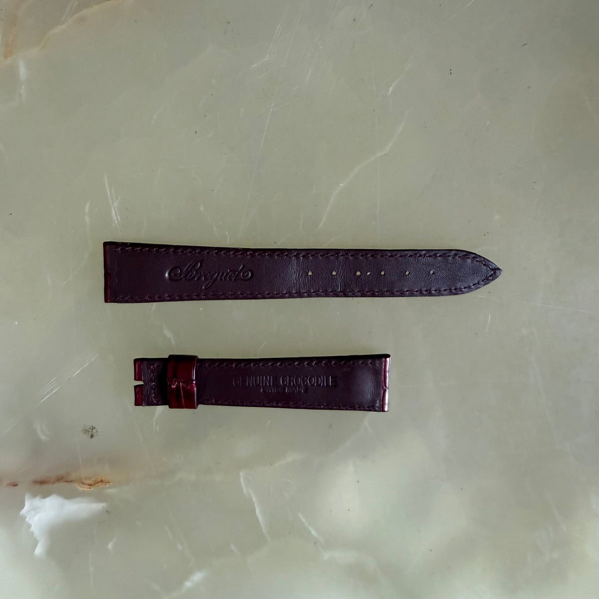 Authentic Breguet Burgundy Crocodile Watch Strap Band 18mm Padded & Stitched