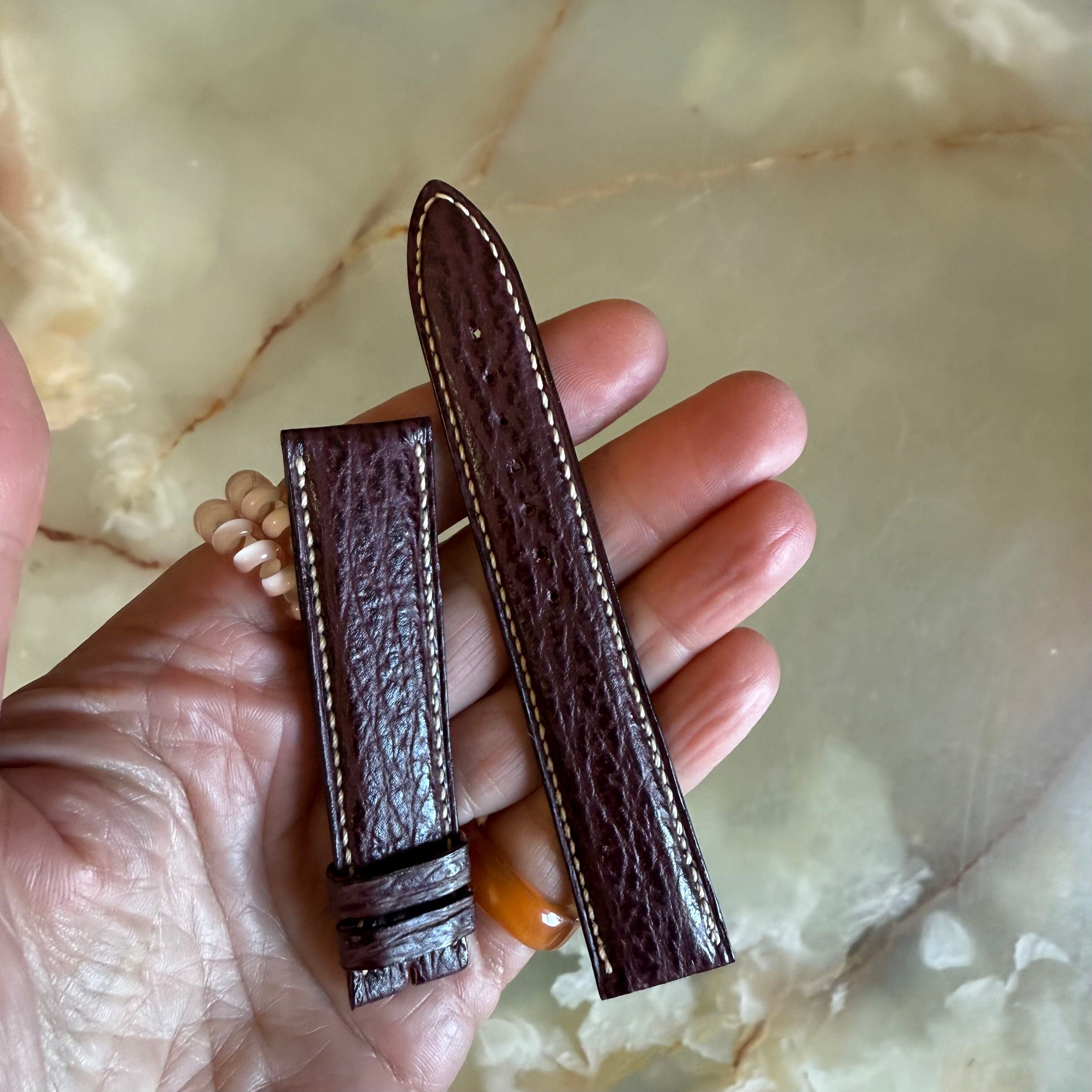 Authentic Breguet Burgundy Shark Watch Strap Band 19mm Padded & Stitched