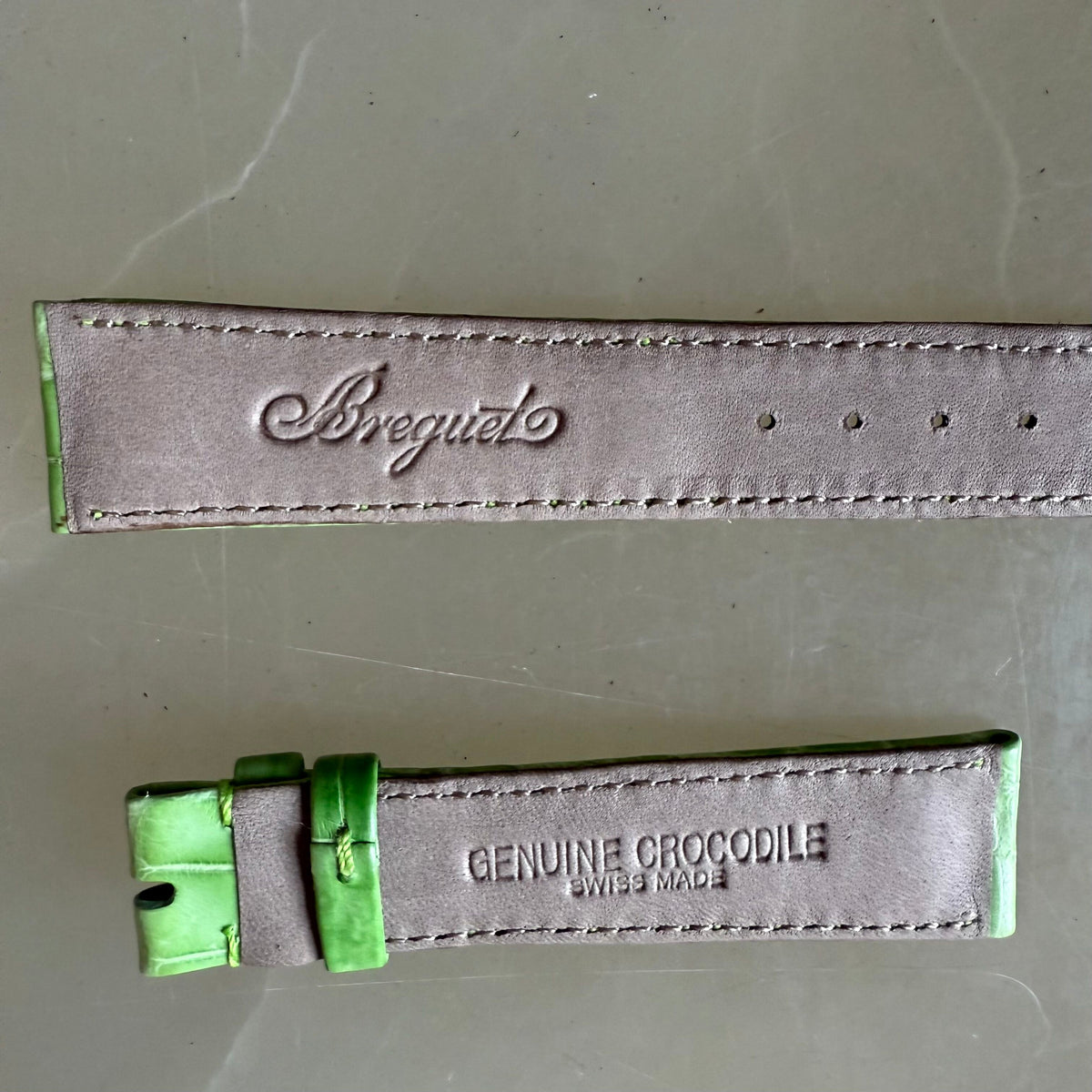 Authentic Breguet Green Crocodile Watch Strap Band 18mm Padded & Stitched
