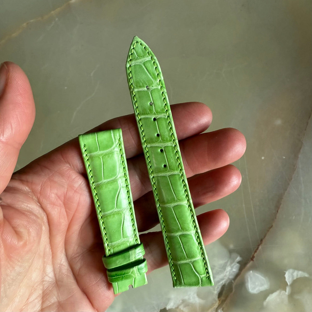 Authentic Breguet Green Crocodile Watch Strap Band 18mm Padded & Stitched