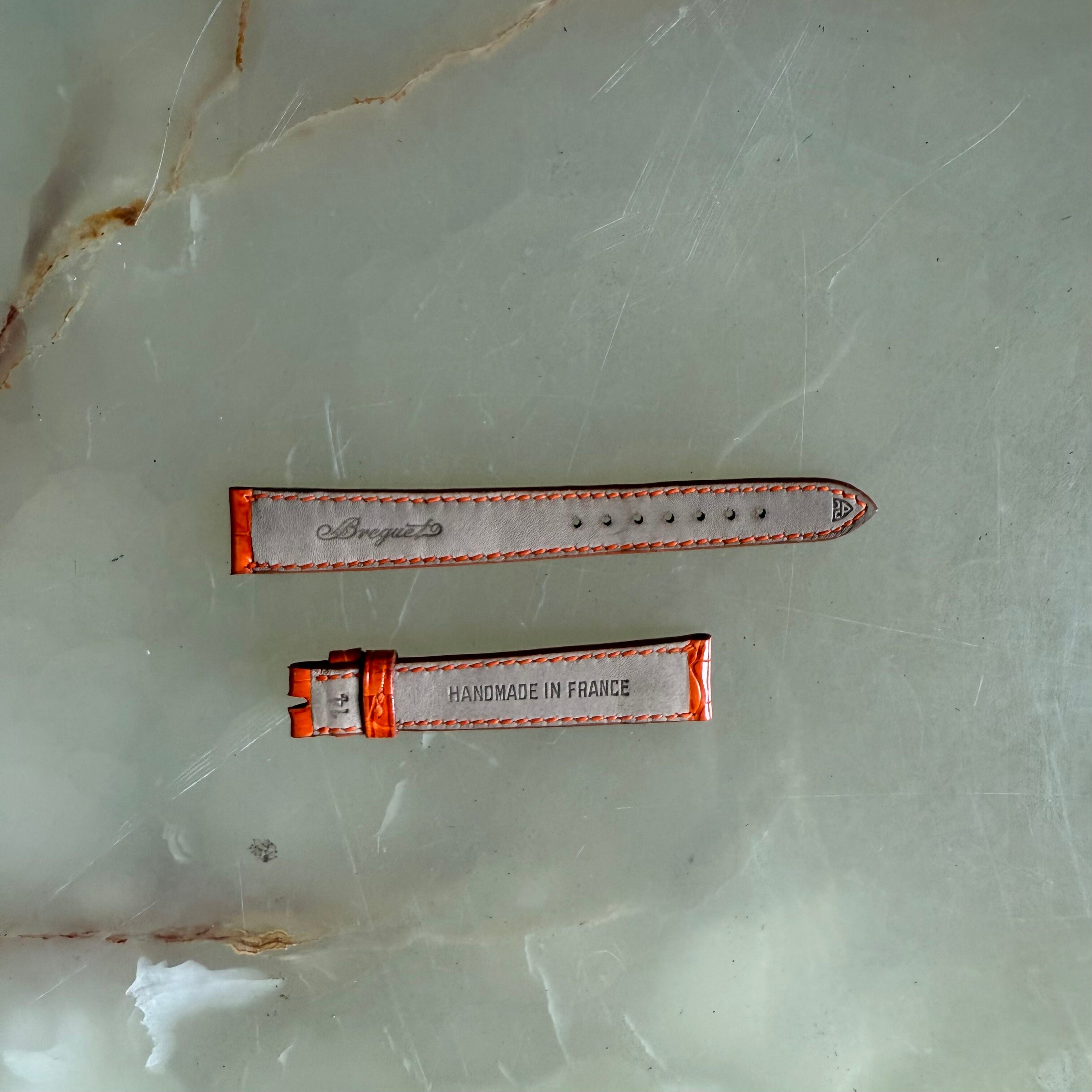 Authentic Breguet Orange Crocodile Watch Strap Band 15mm Padded & Stitched