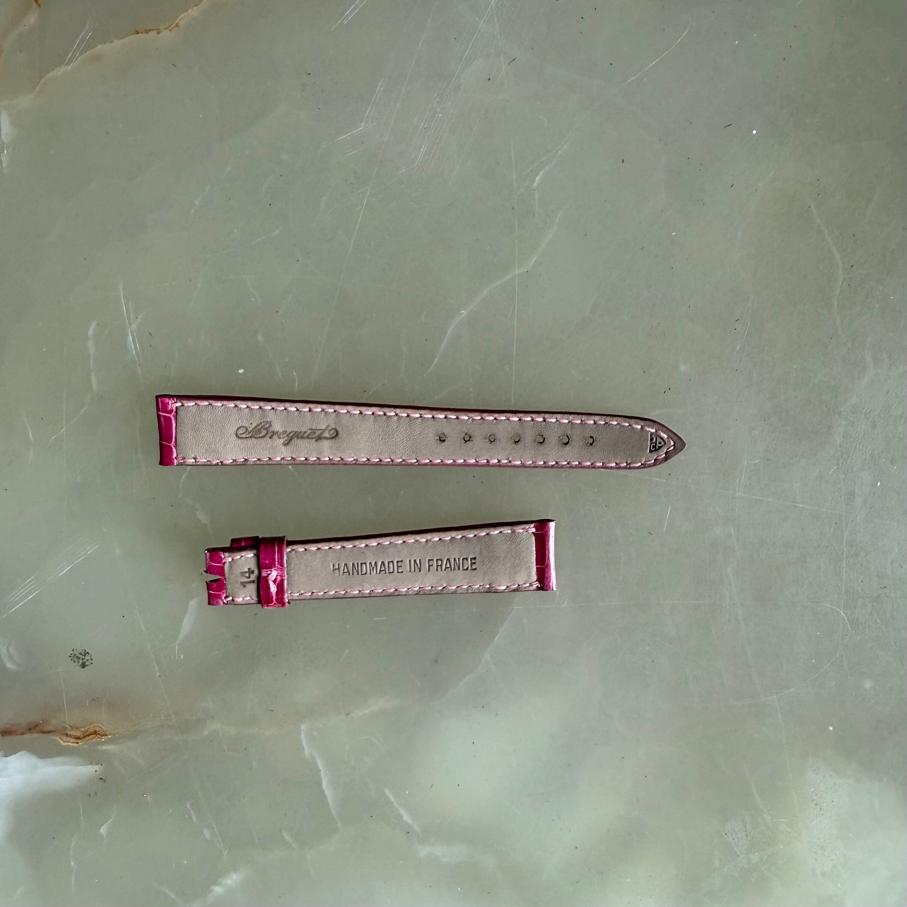 Authentic Breguet Pink Crocodile Watch Strap Band 14.5mm Padded & Stitched