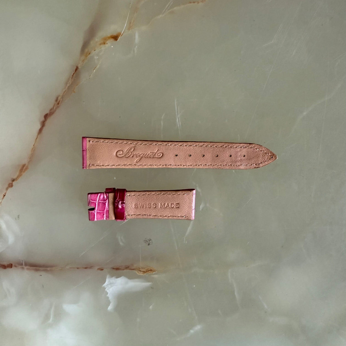 Authentic Breguet Pink Crocodile Watch Strap Band 16.5mm Padded & Stitched