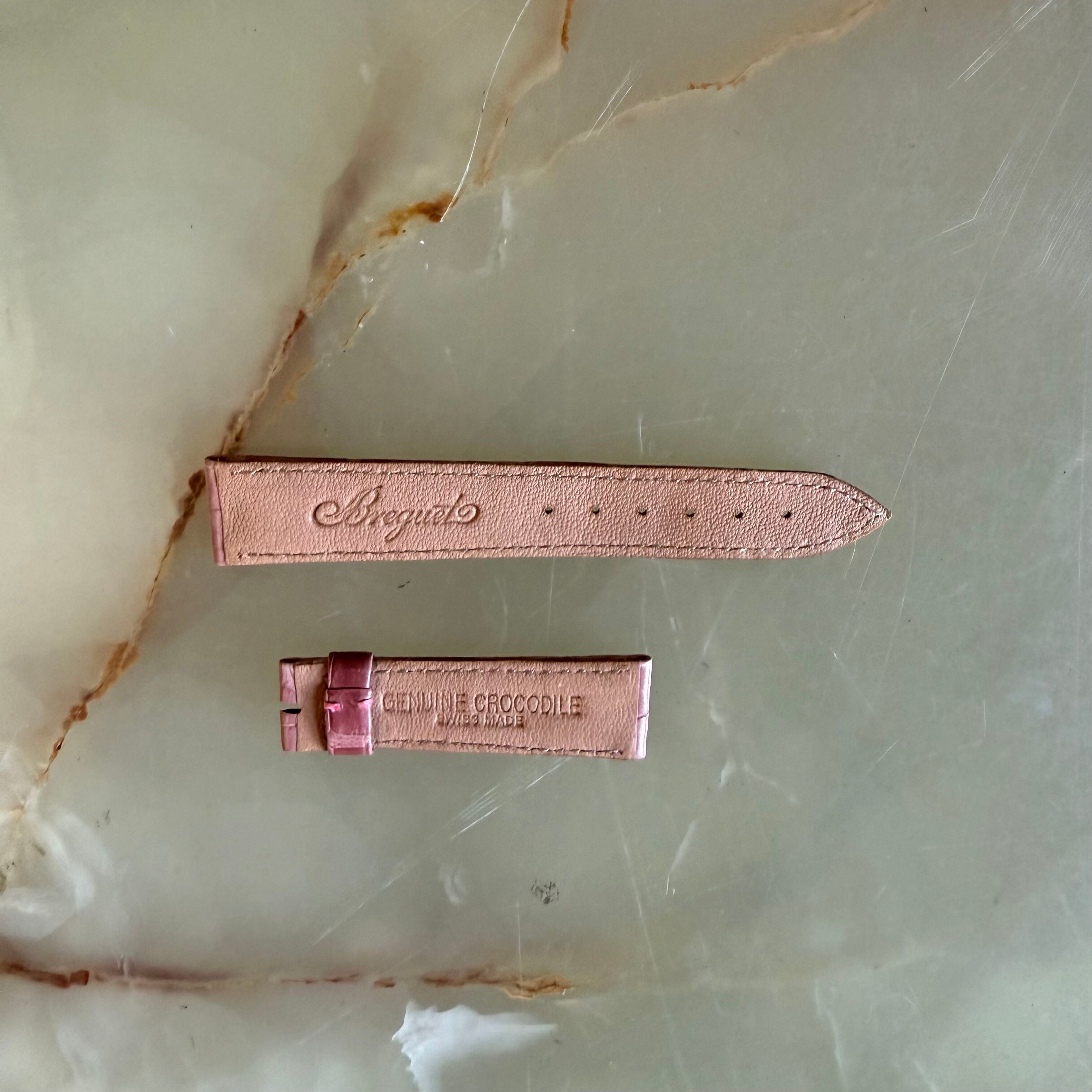 Authentic Breguet Pink Crocodile Watch Strap Band 16.5mm Padded & Stitched