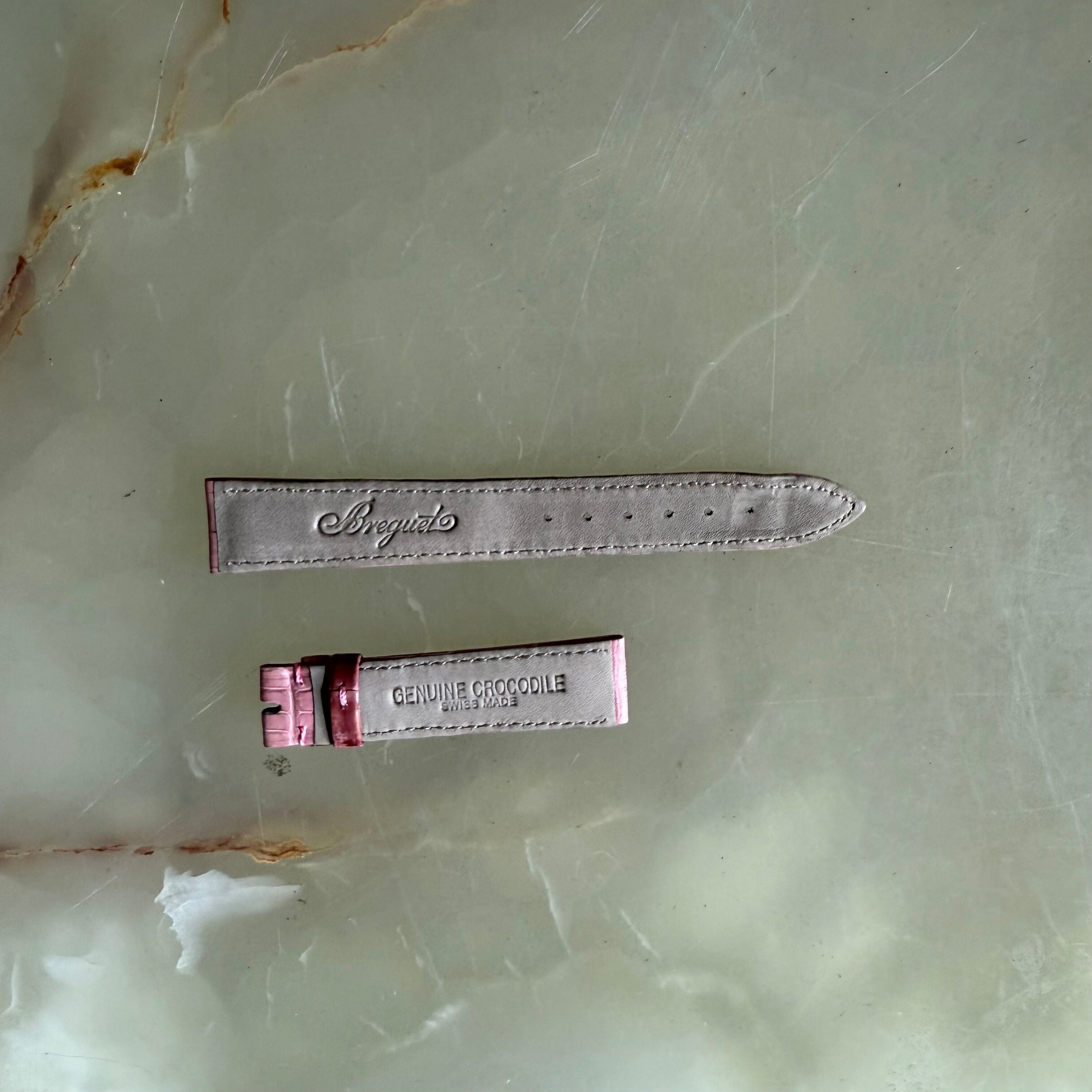 Authentic Breguet Pink Crocodile Watch Strap Band 16mm Padded & Stitched