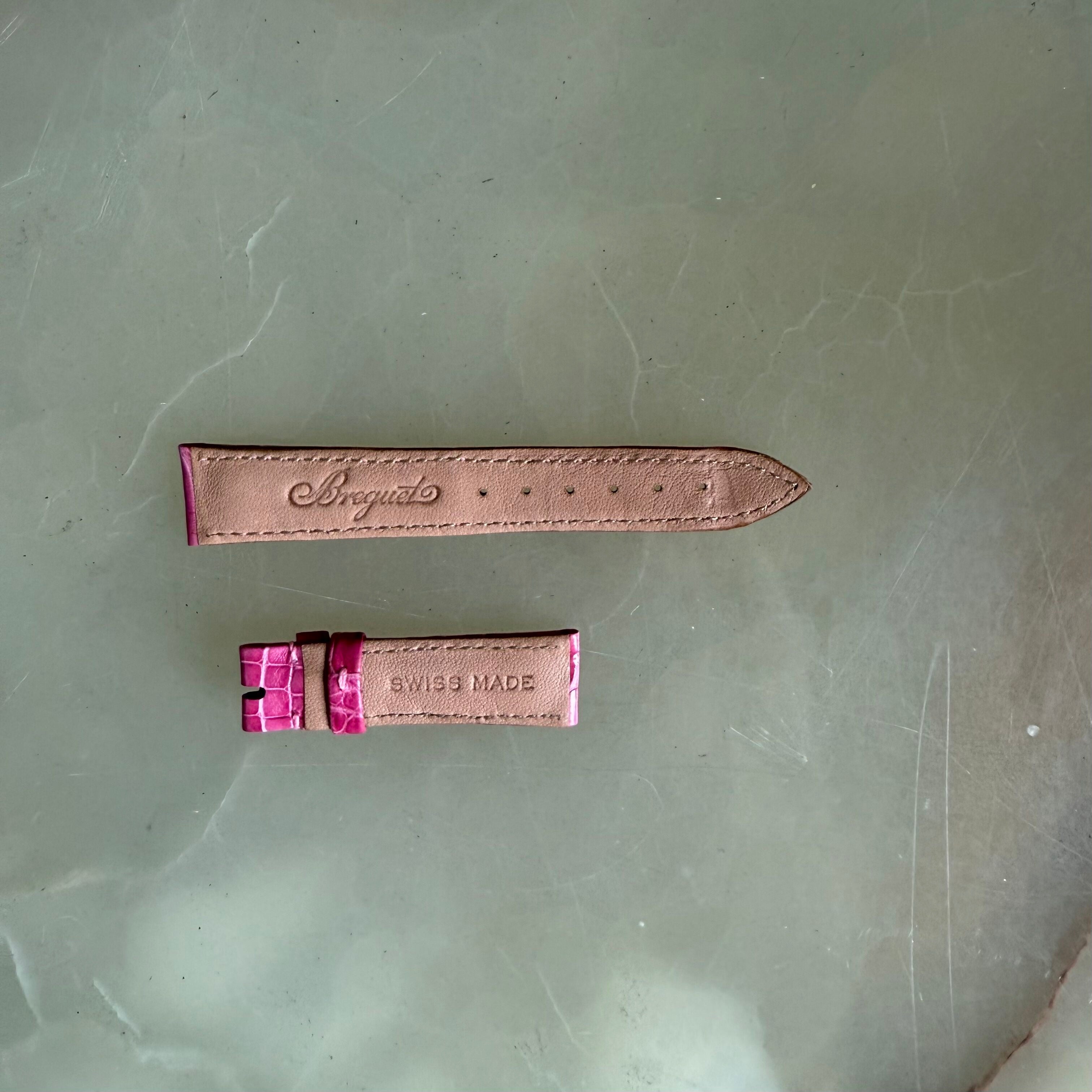 Authentic Breguet Pink Crocodile Watch Strap Band 17mm Padded & Stitched