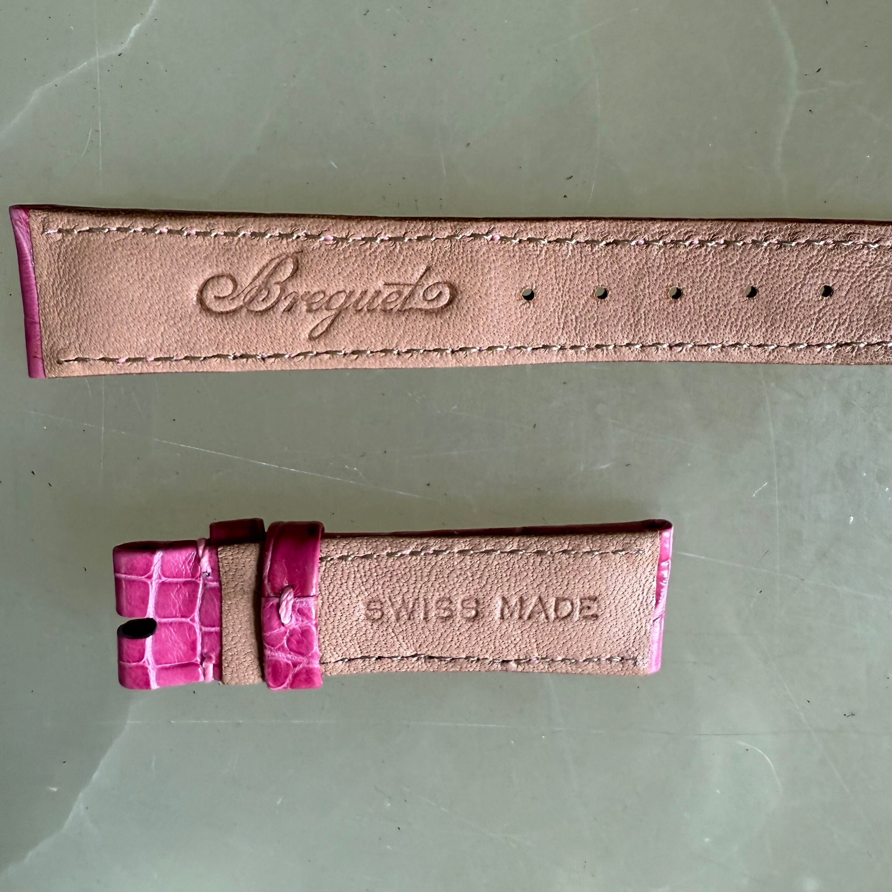 Authentic Breguet Pink Crocodile Watch Strap Band 17mm Padded & Stitched
