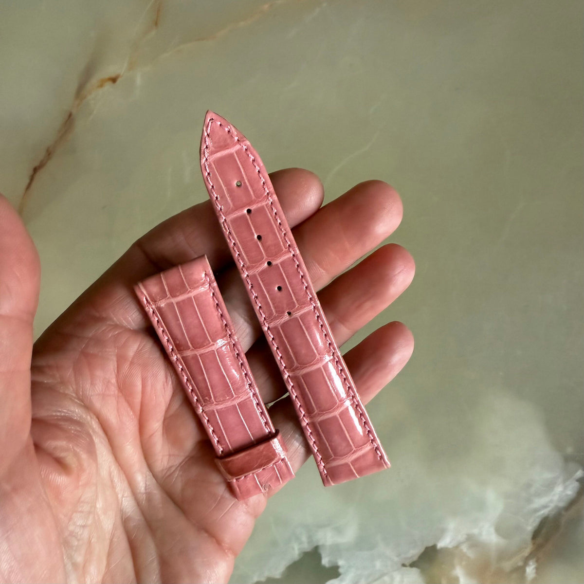 Authentic Breguet Pink Crocodile Watch Strap Band 19.5mm Padded & Stitched