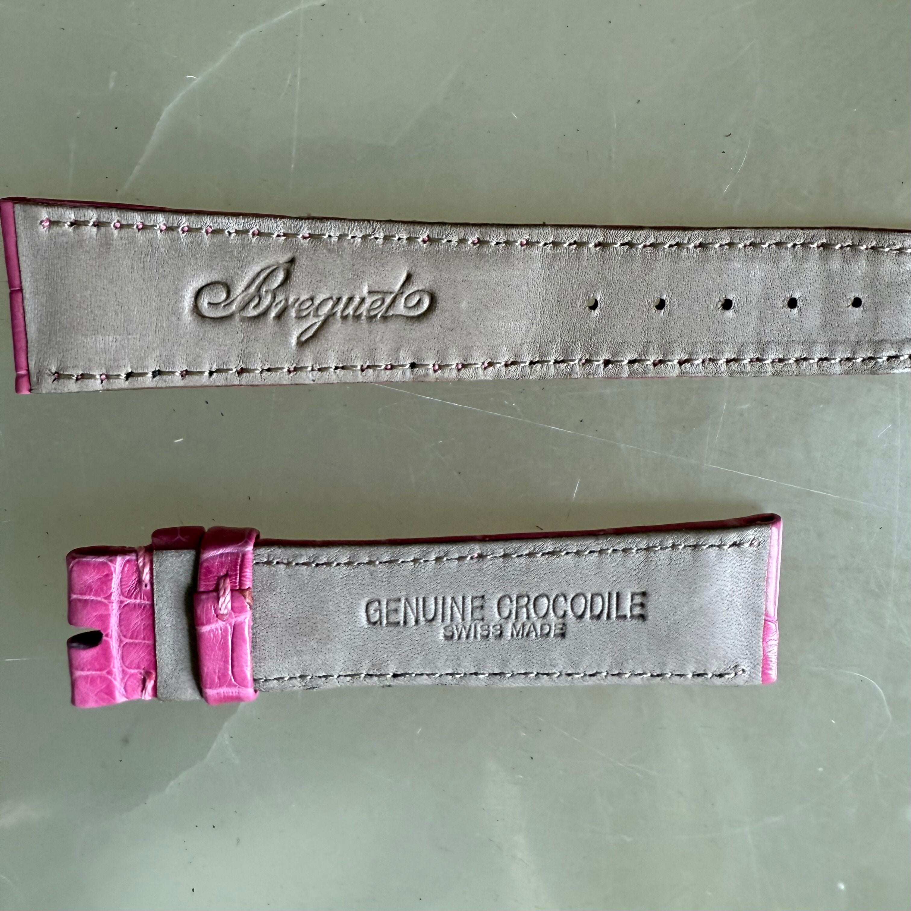 Authentic Breguet Pink Crocodile Watch Strap Band 19mm Padded & Stitched
