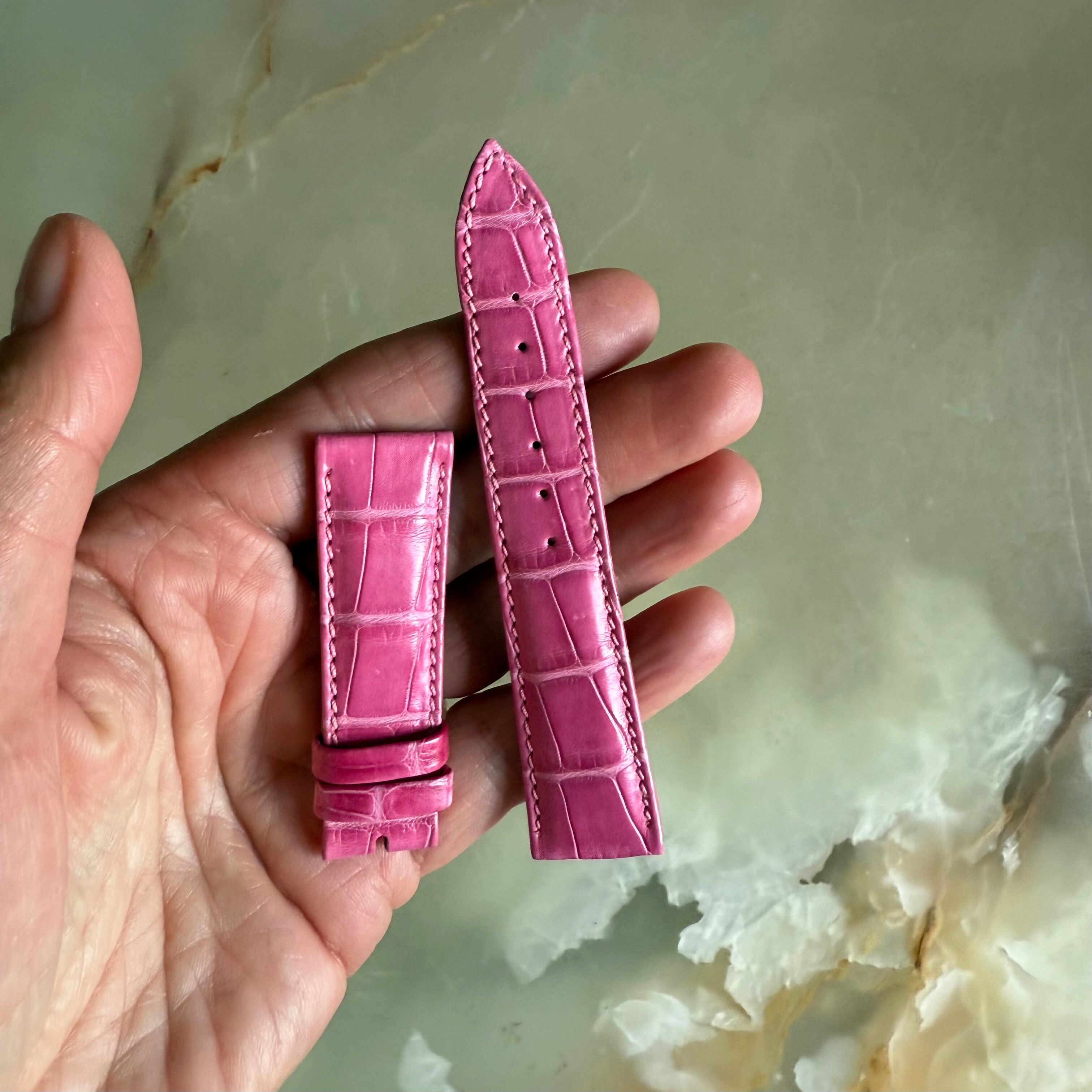 Authentic Breguet Pink Crocodile Watch Strap Band 19mm Padded & Stitched