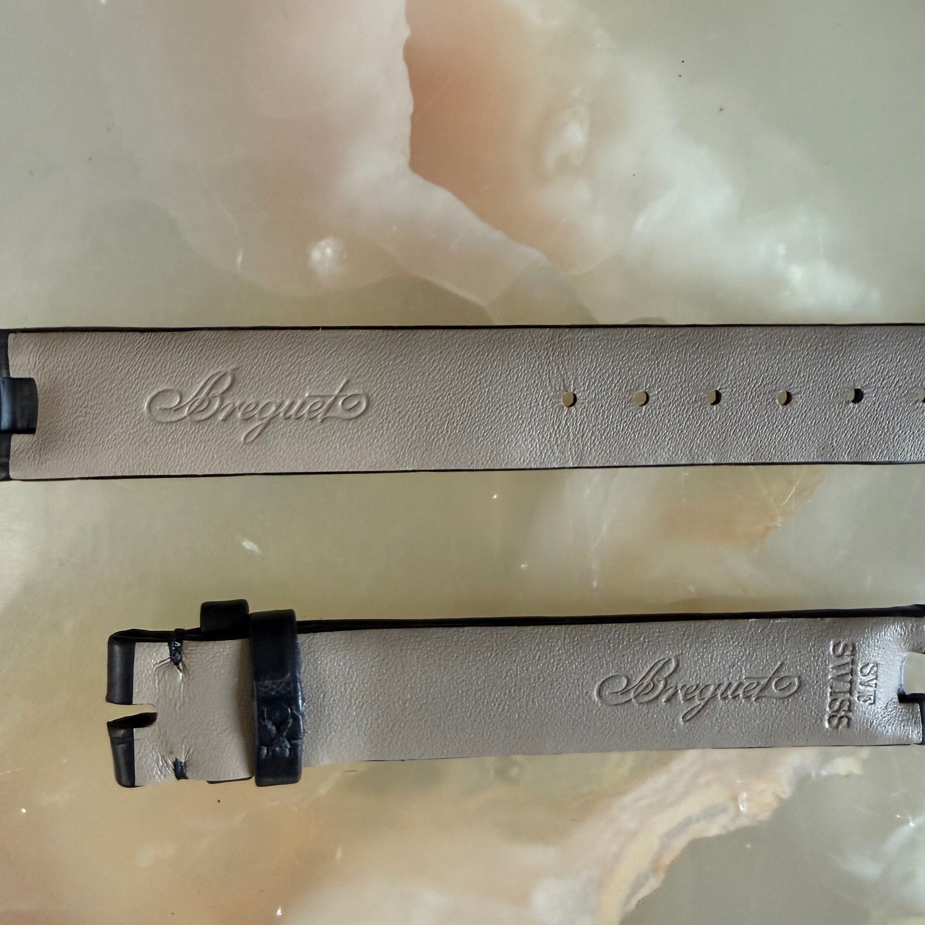 Authentic Breguet Reine De Naples Black Alligator Matte Watch Band Strap 14mm