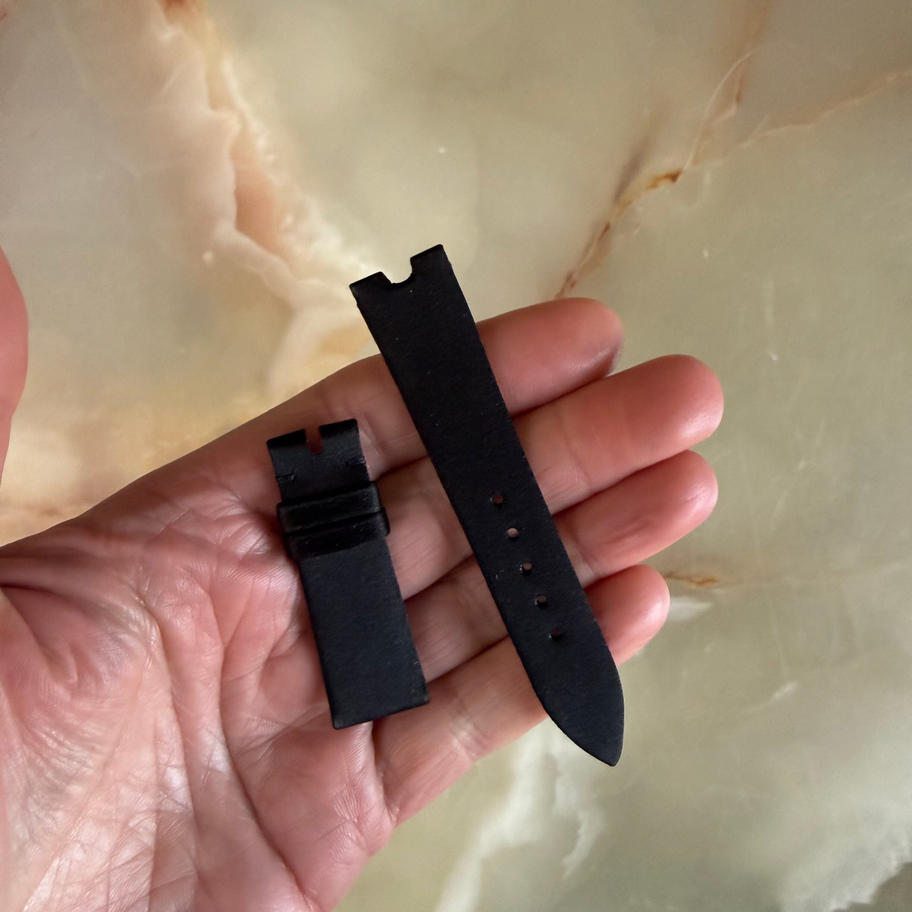 Authentic Breguet Reine De Naples Black Satin Leather Watch Band Strap 16mm