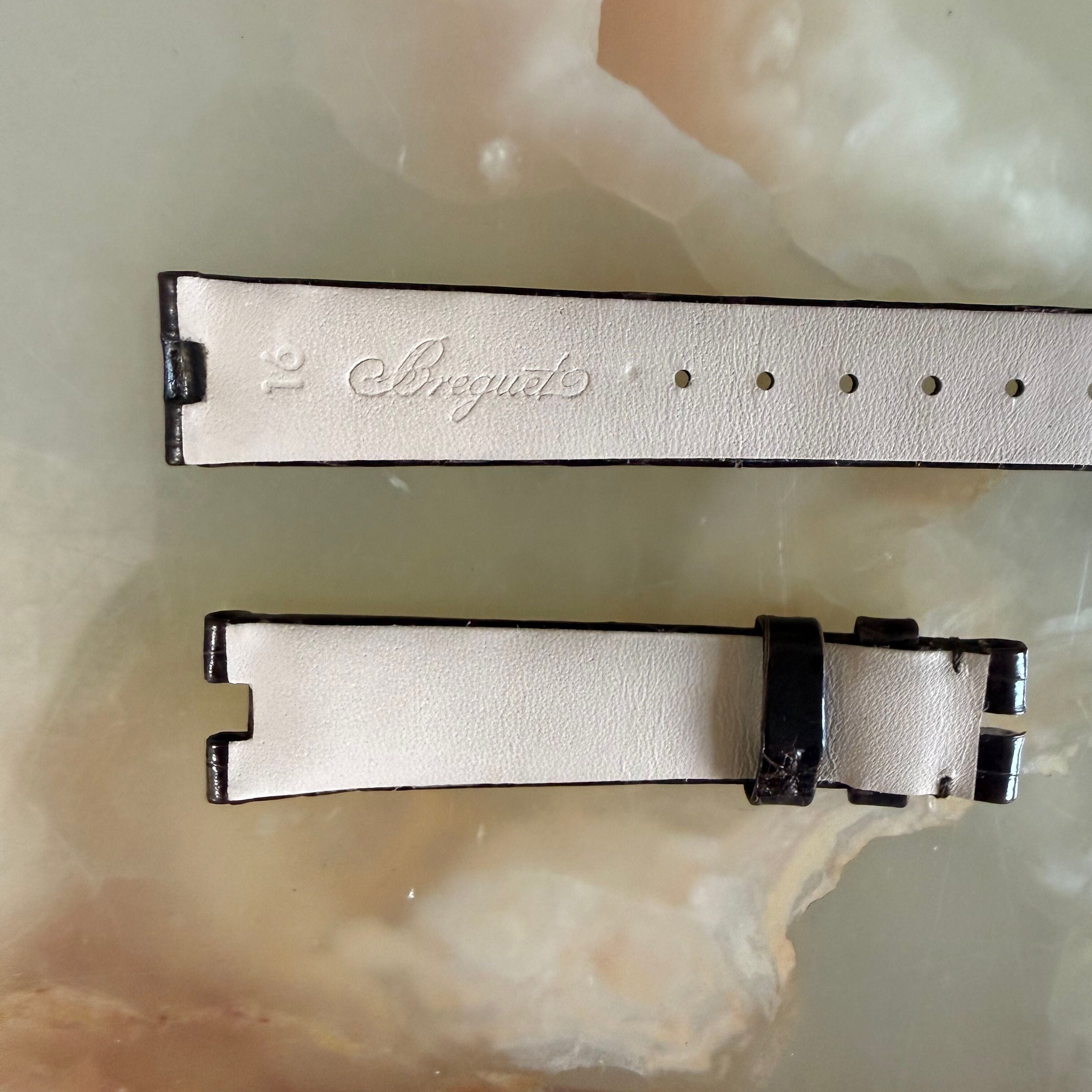 Authentic Breguet Reine De Naples Dark Brown Alligator Shiny Watch Band Strap