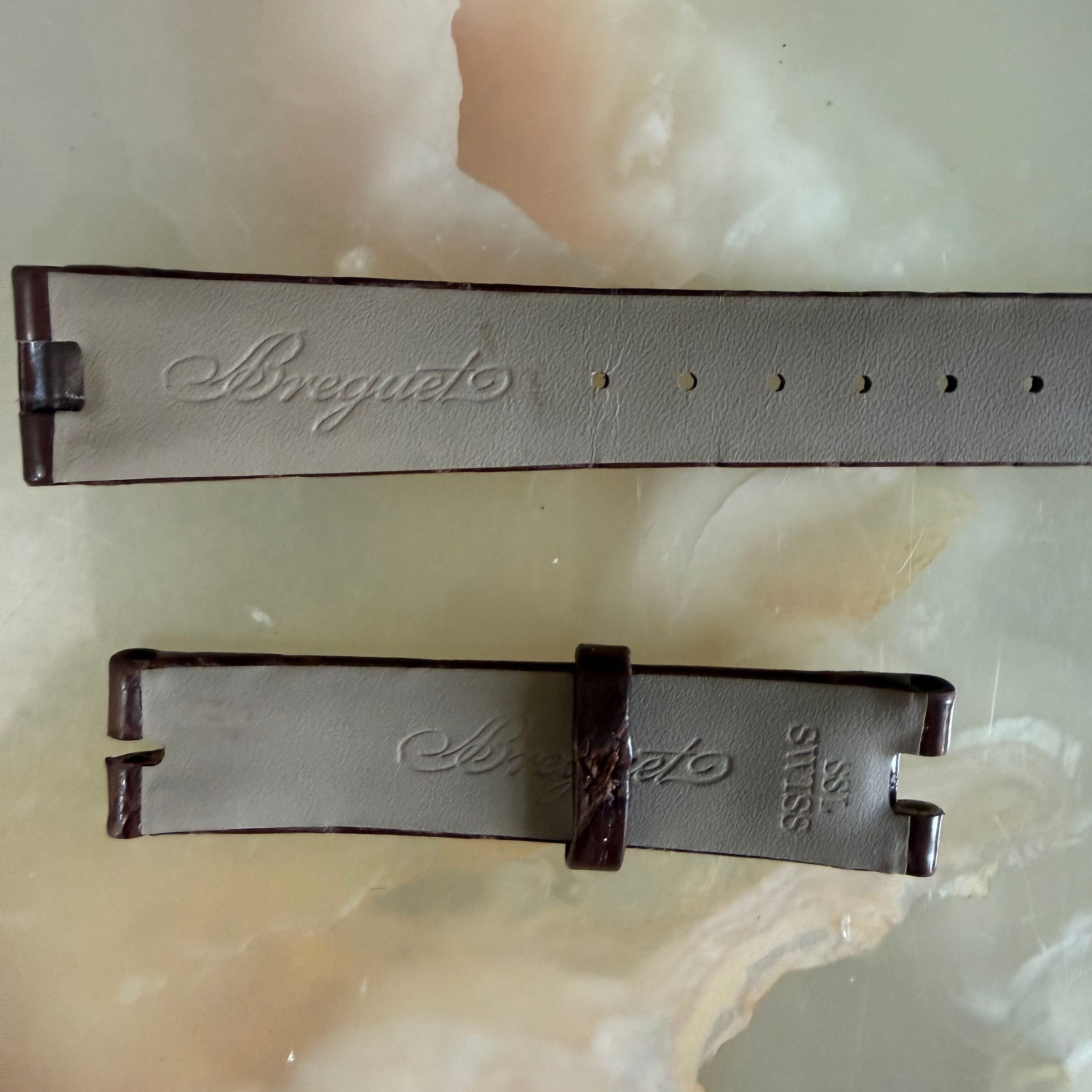 Authentic Breguet Reine De Naples Dark Brown Alligator Watch Band Strap 16mm