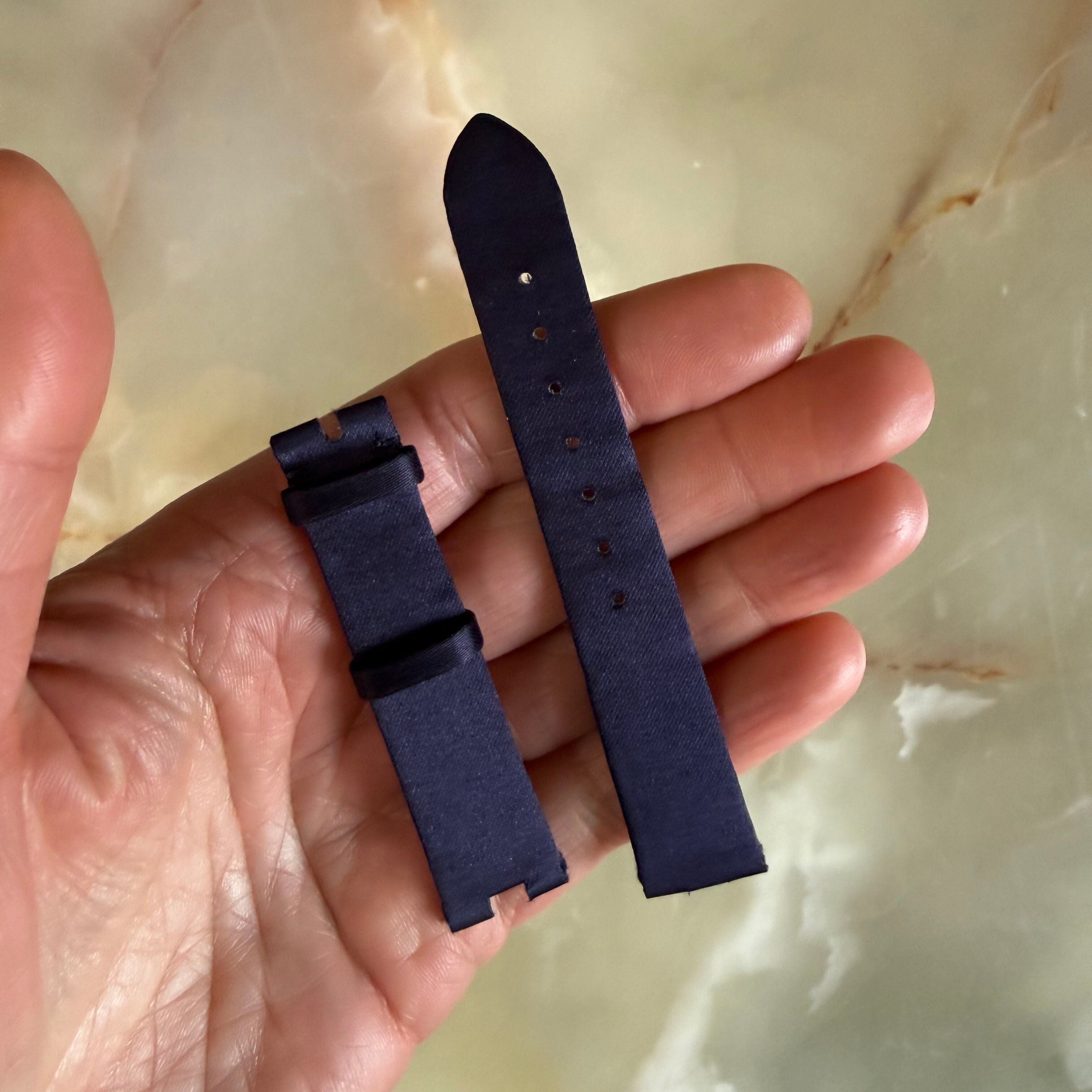 Authentic Breguet Reine De Naples Navy Blue Satin Leather Watch Band Strap 16mm