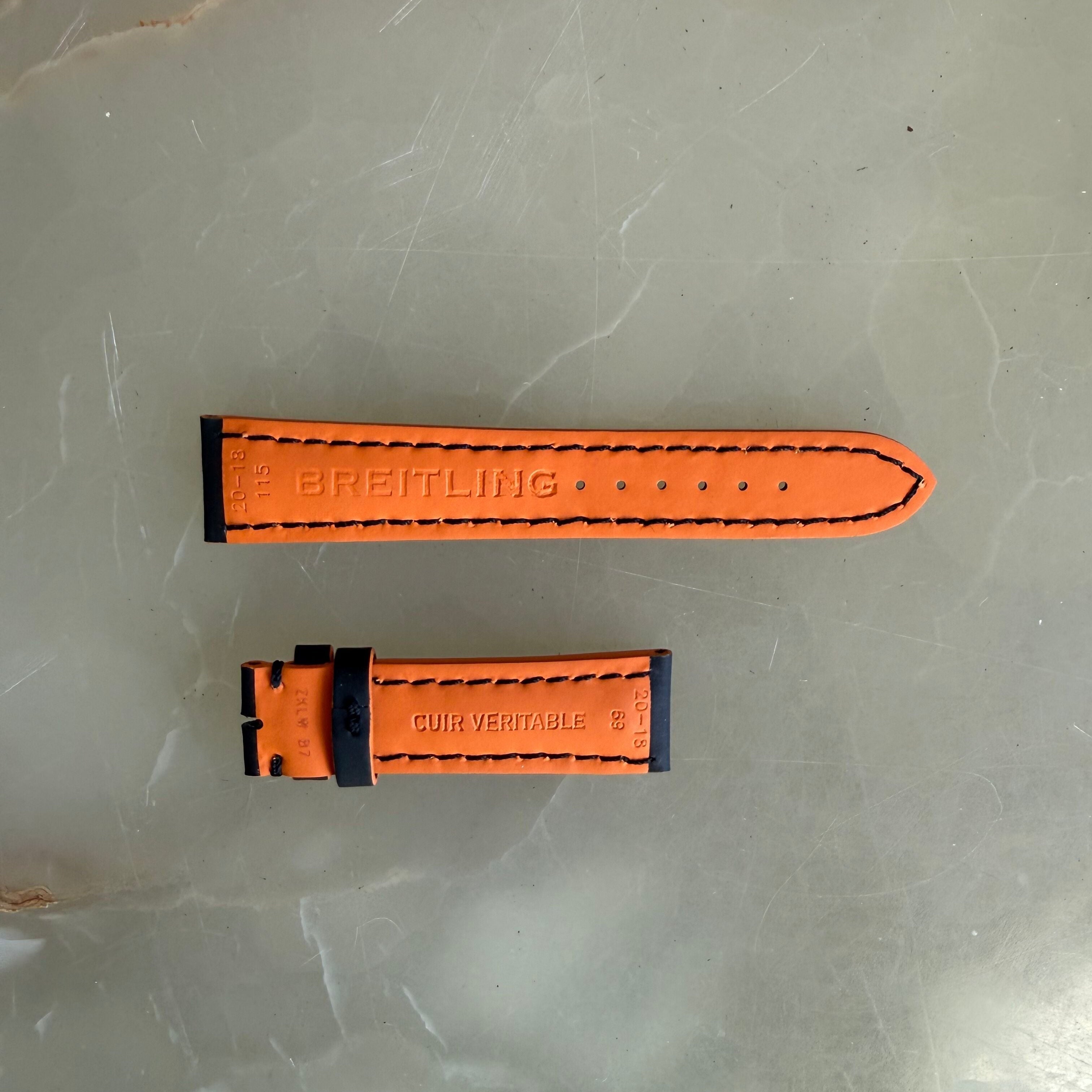 Authentic Breitling Black/Orange Rubber Watch Strap Band 20mm ZKLWB7