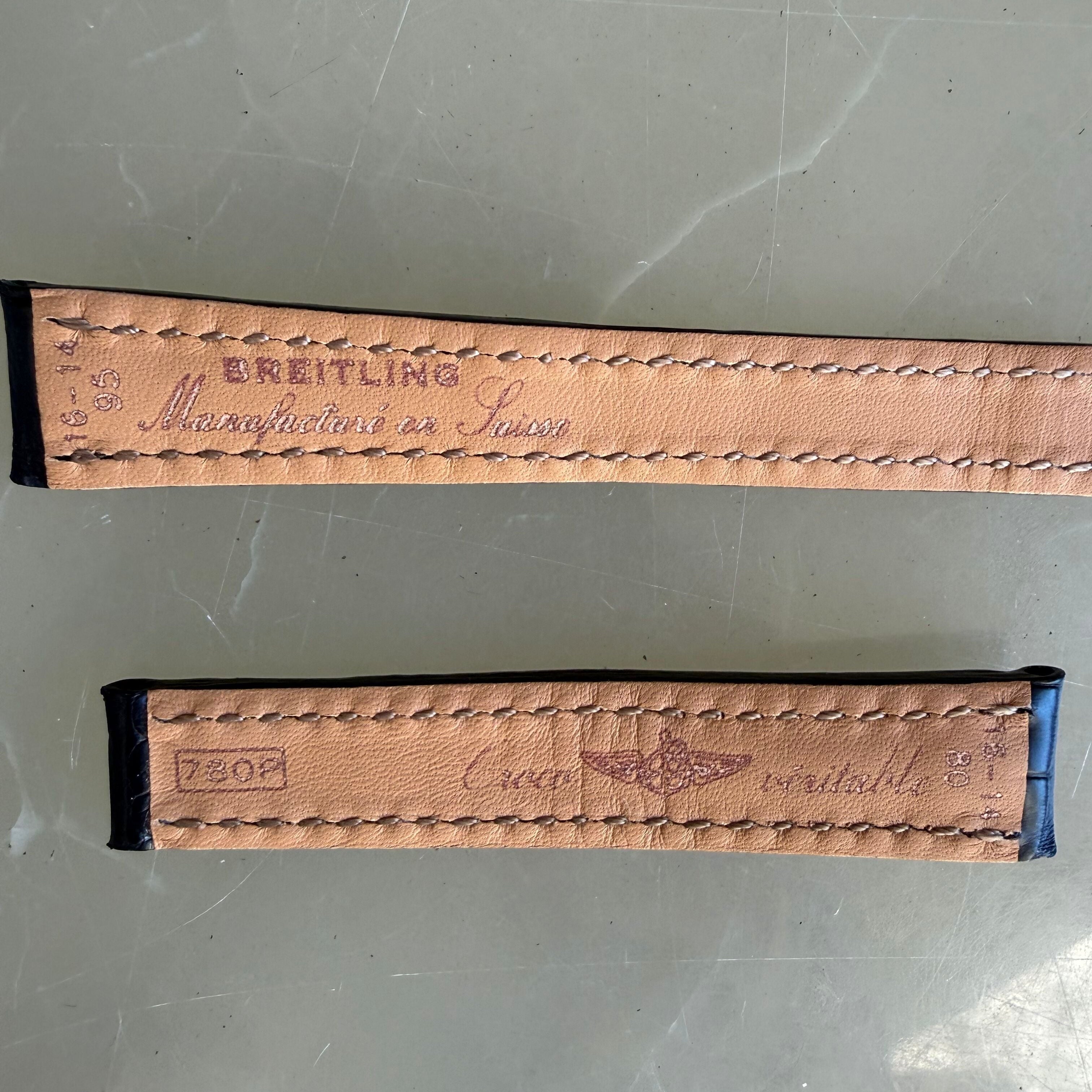 Authentic Breitling Black Alligator Watch Strap Band 16mm 780P