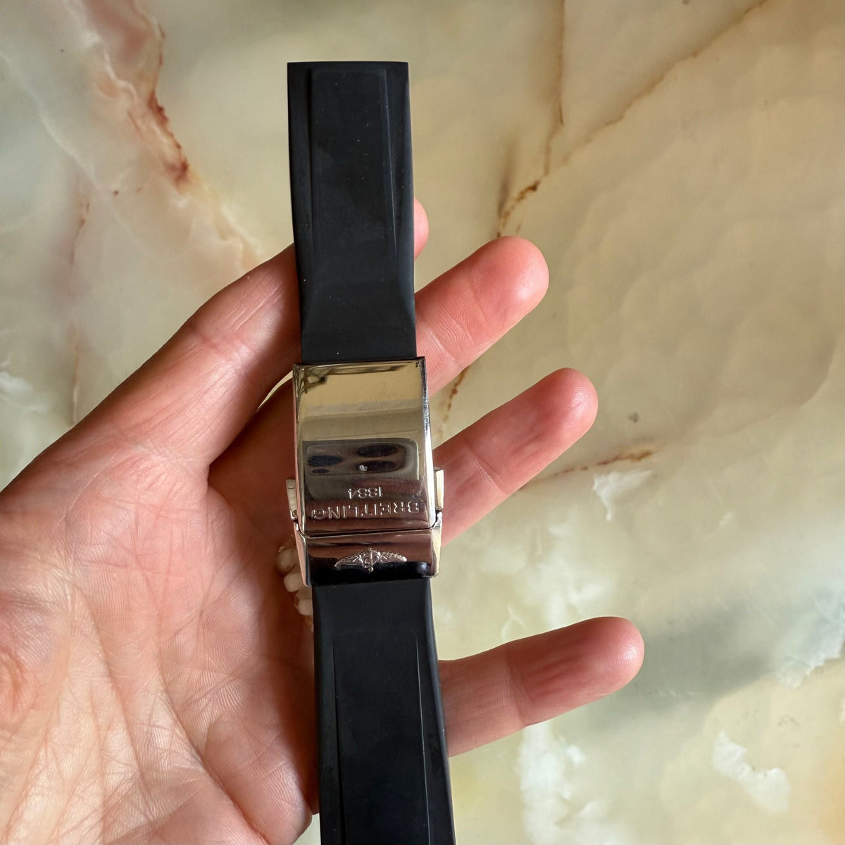 Authentic Breitling Black Diver Pro Rubber Watch Strap Band 24mm 137S w Buckle