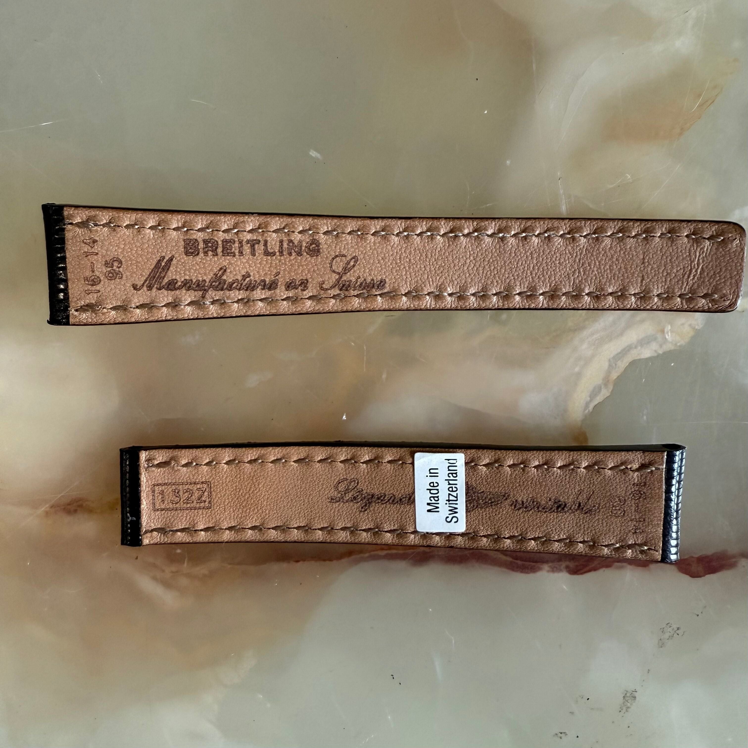 Authentic Breitling Black Lizard Watch Strap Band 132Z 16mm