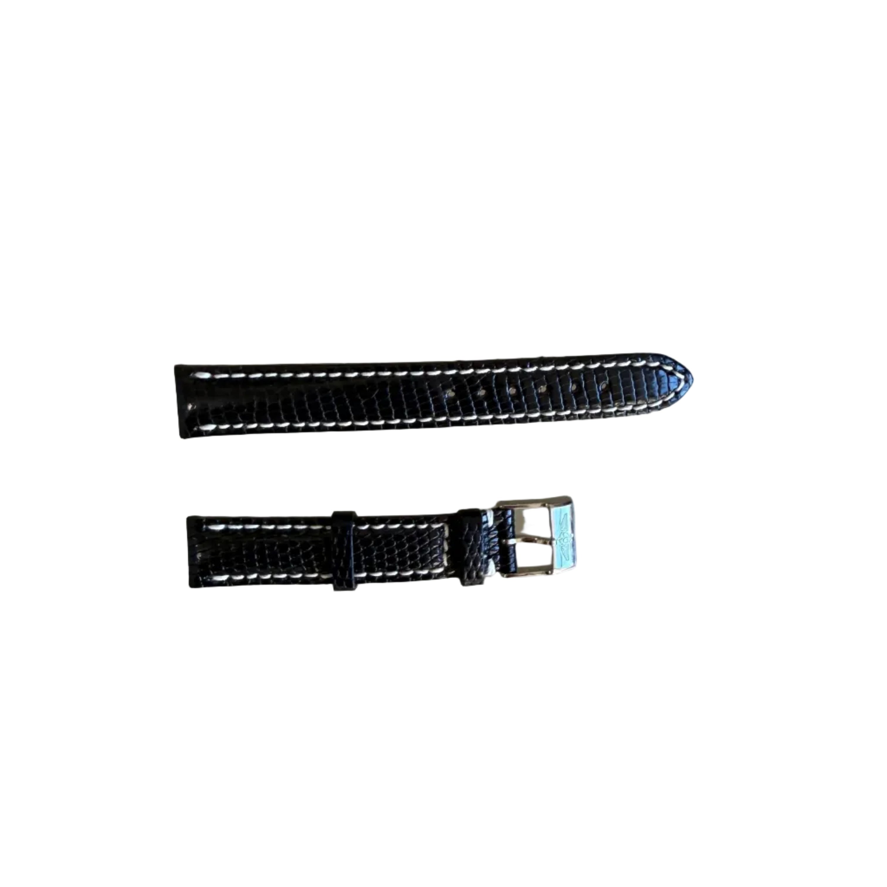 Authentic Breitling Black Lizard Watch Strap Band 15mm w Buckle 110Z